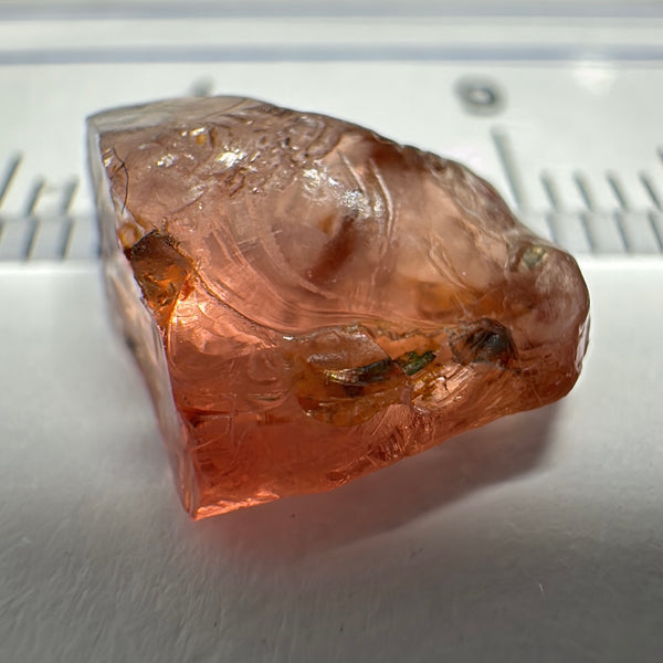 Peach Malaya Garnet, 5.30ct, vvs + silky and flattish shape, Unheated Untreated, Umba Valley Tanzania