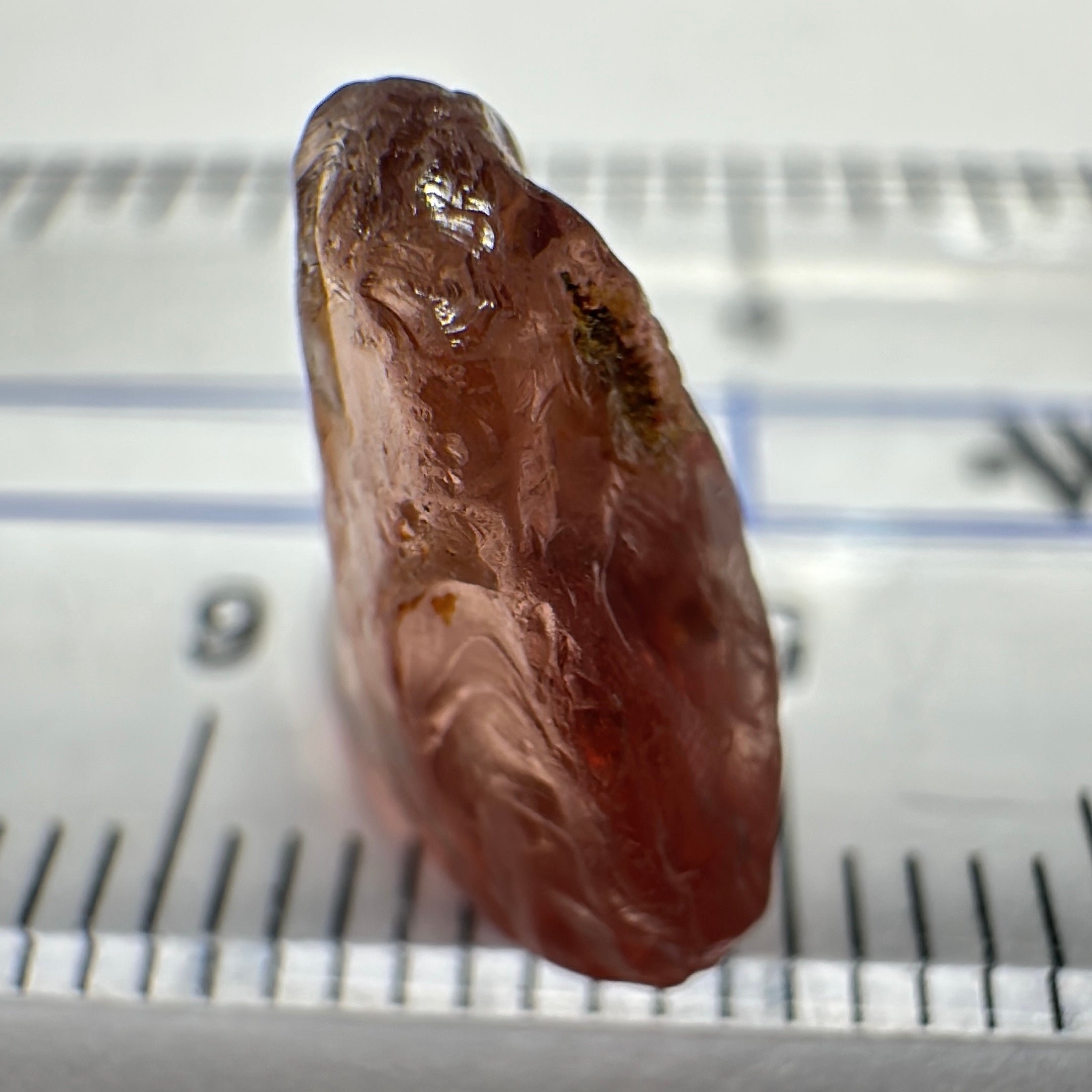 Peach Malaya Garnet, 5.30ct, vvs + silky and flattish shape, Unheated Untreated, Umba Valley Tanzania