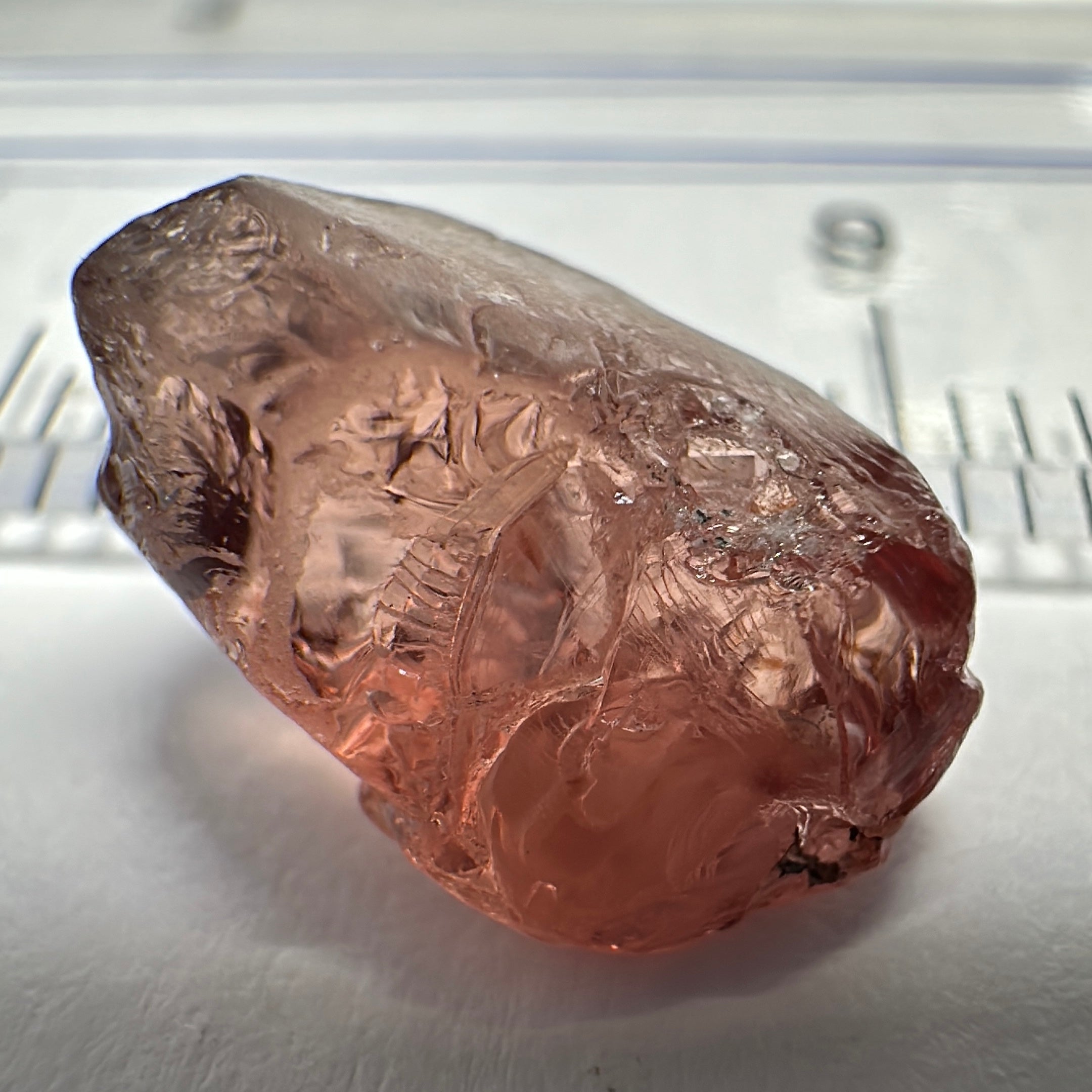 Peach Malaya Garnet, 5.87ct, slight issues on the outside, rest vvs, Unheated Untreated, Umba Valley Tanzania