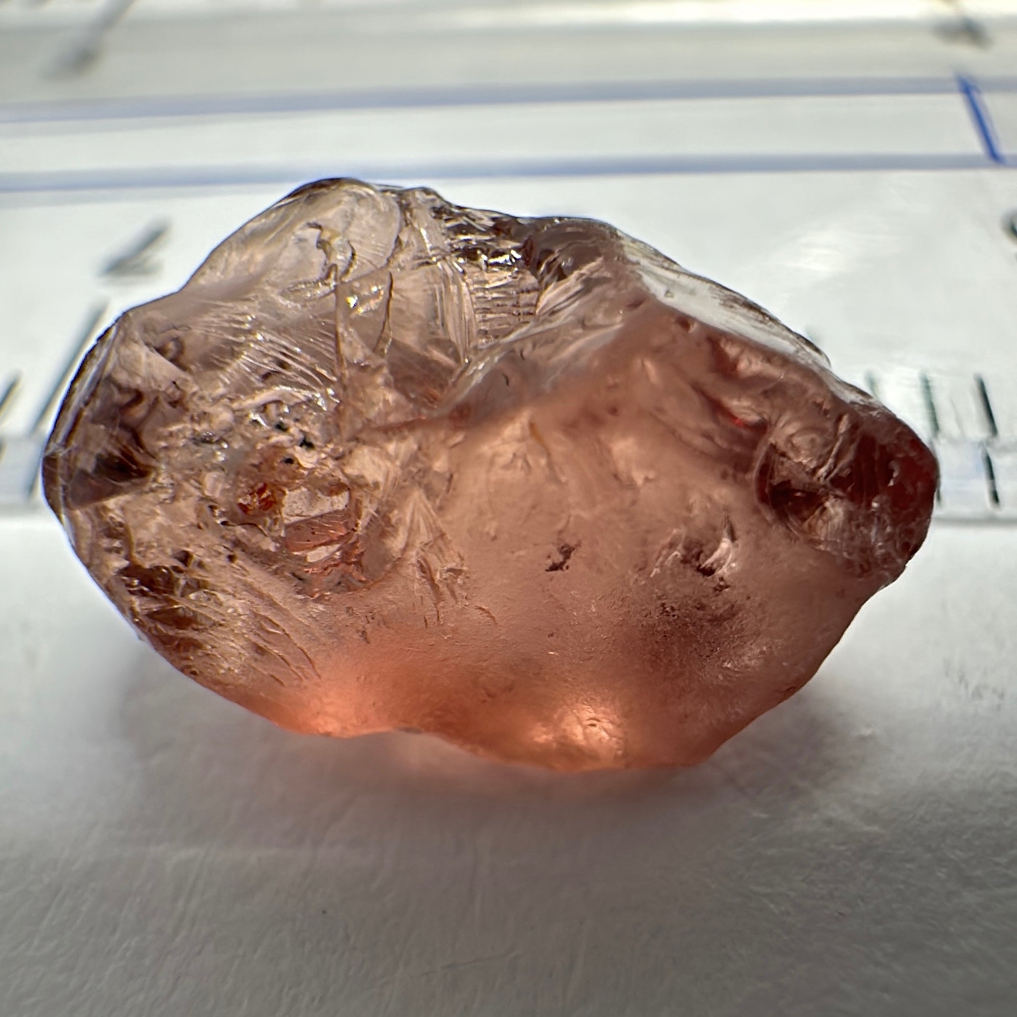 Peach Malaya Garnet, 5.87ct, slight issues on the outside, rest vvs, Unheated Untreated, Umba Valley Tanzania