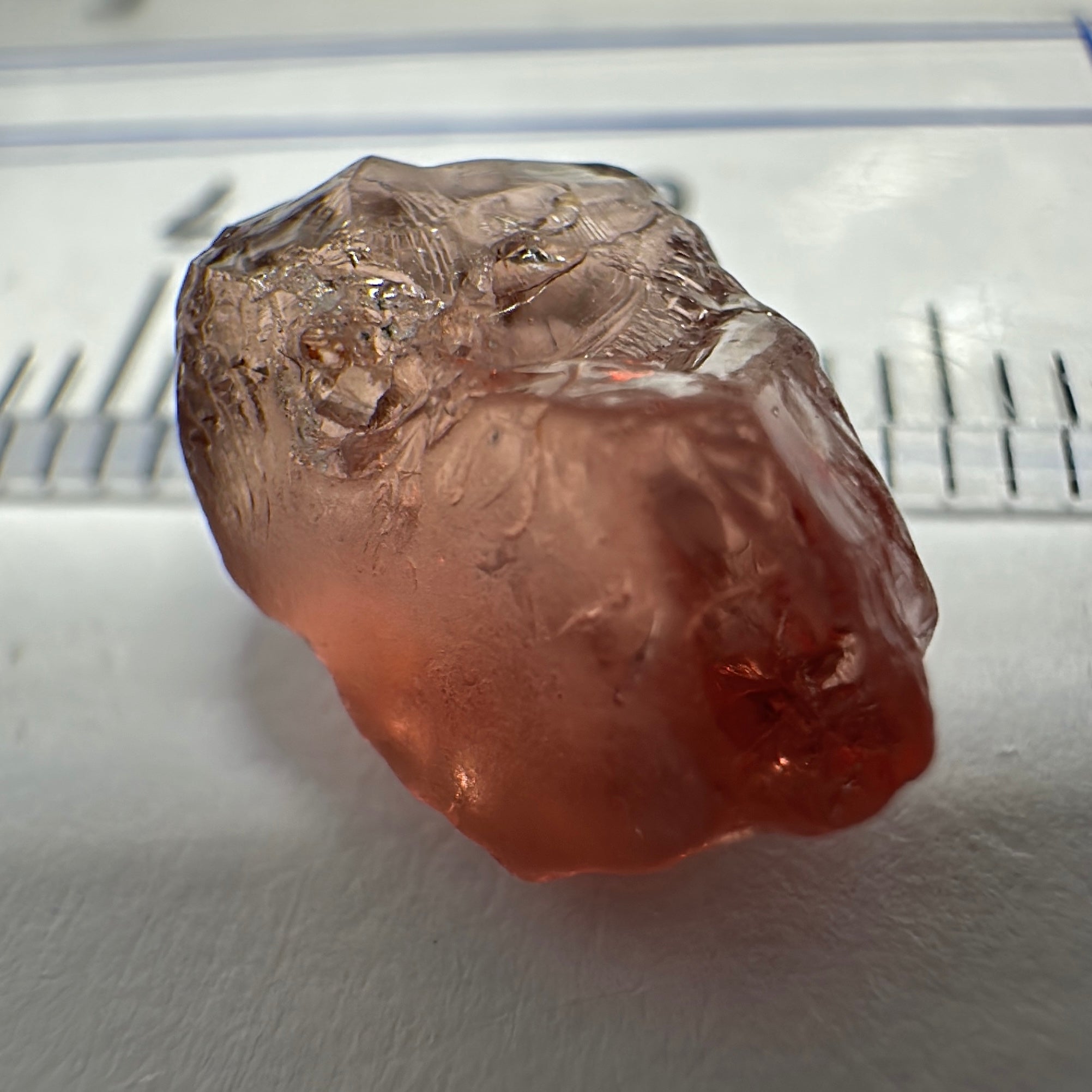 Peach Malaya Garnet, 5.87ct, slight issues on the outside, rest vvs, Unheated Untreated, Umba Valley Tanzania