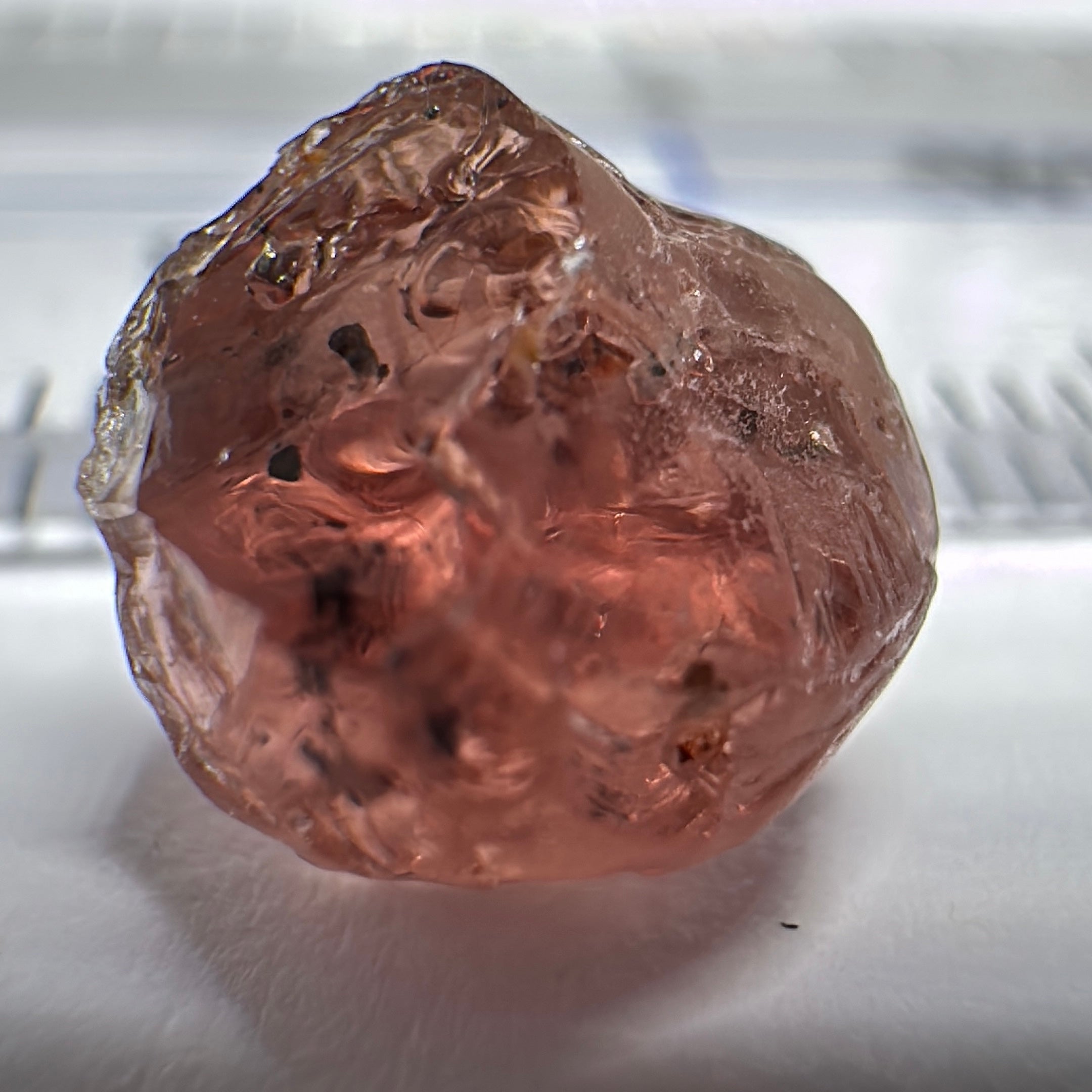 Peach Malaya Garnet, 5.44ct, couple of spots inside, Unheated Untreated, Umba Valley Tanzania