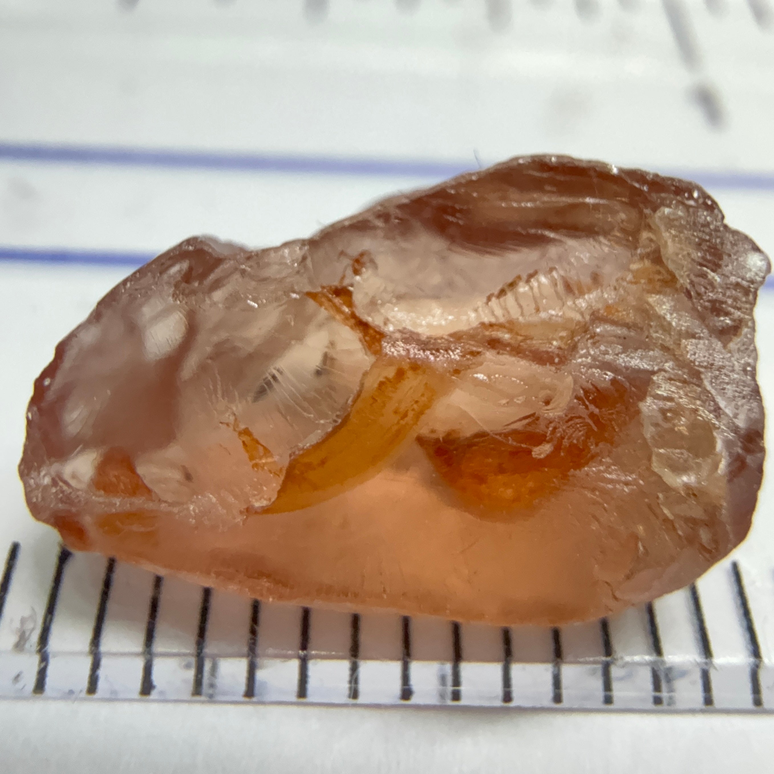 Peach Malaya Garnet, 5.84ct, vvs-if but flattish, Unheated Untreated, Umba Valley Tanzania