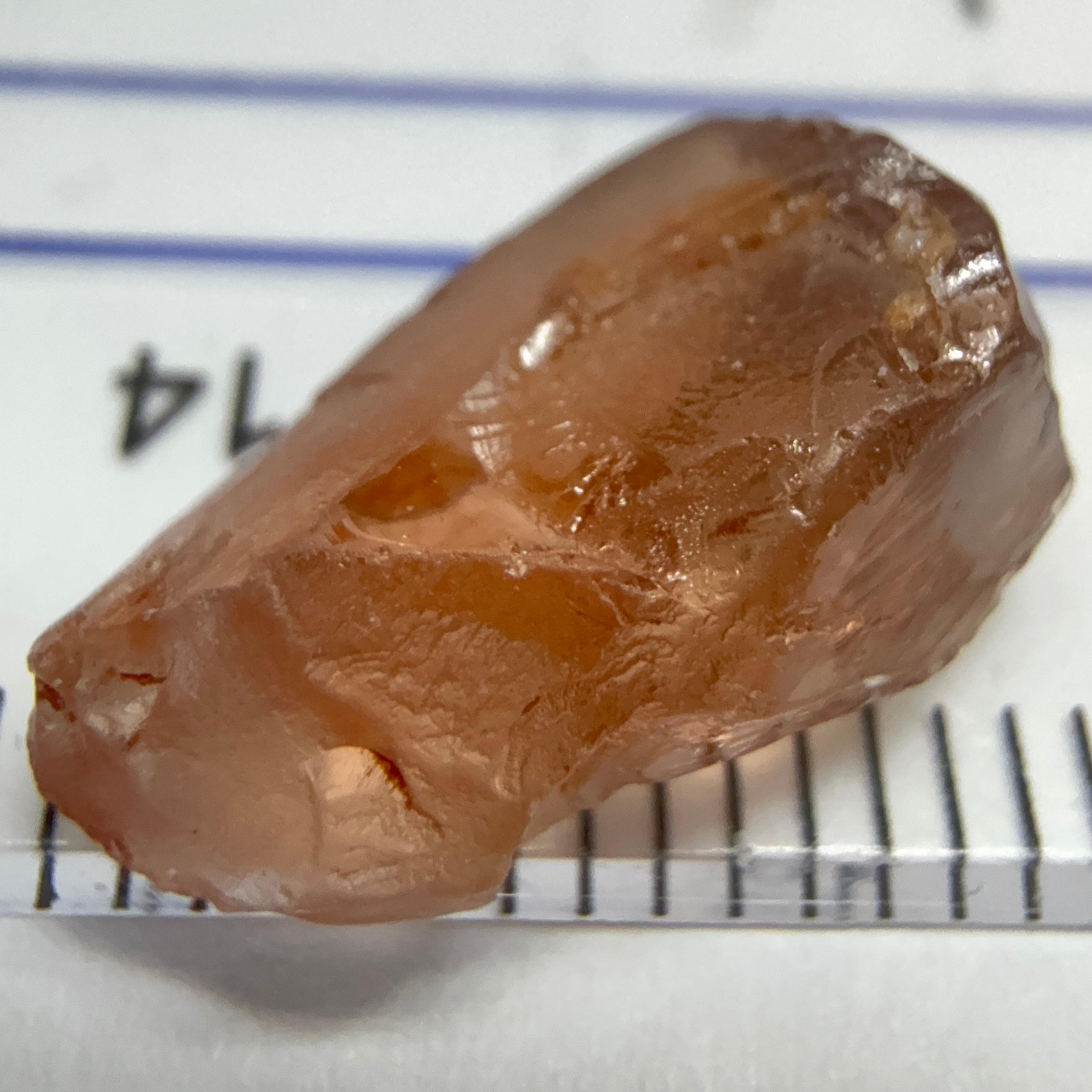 Peach Malaya Garnet, 5.84ct, vvs-if but flattish, Unheated Untreated, Umba Valley Tanzania