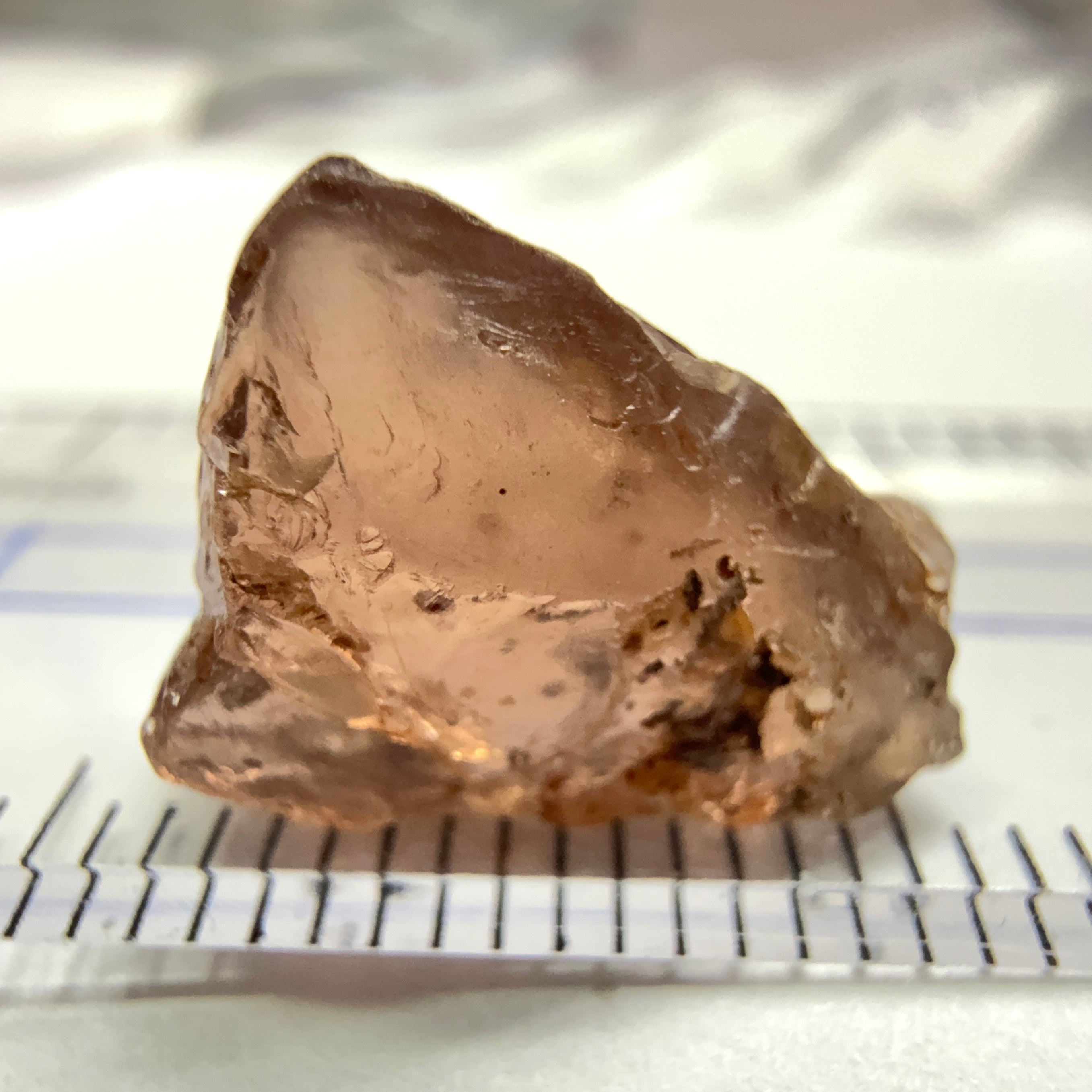 Peach Malaya Garnet, 8.75ct, spots throughout the stone, Unheated Untreated, Umba Valley Tanzania