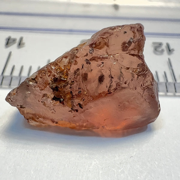 Peach Malaya Garnet, 8.75ct, spots throughout the stone, Unheated Untreated, Umba Valley Tanzania