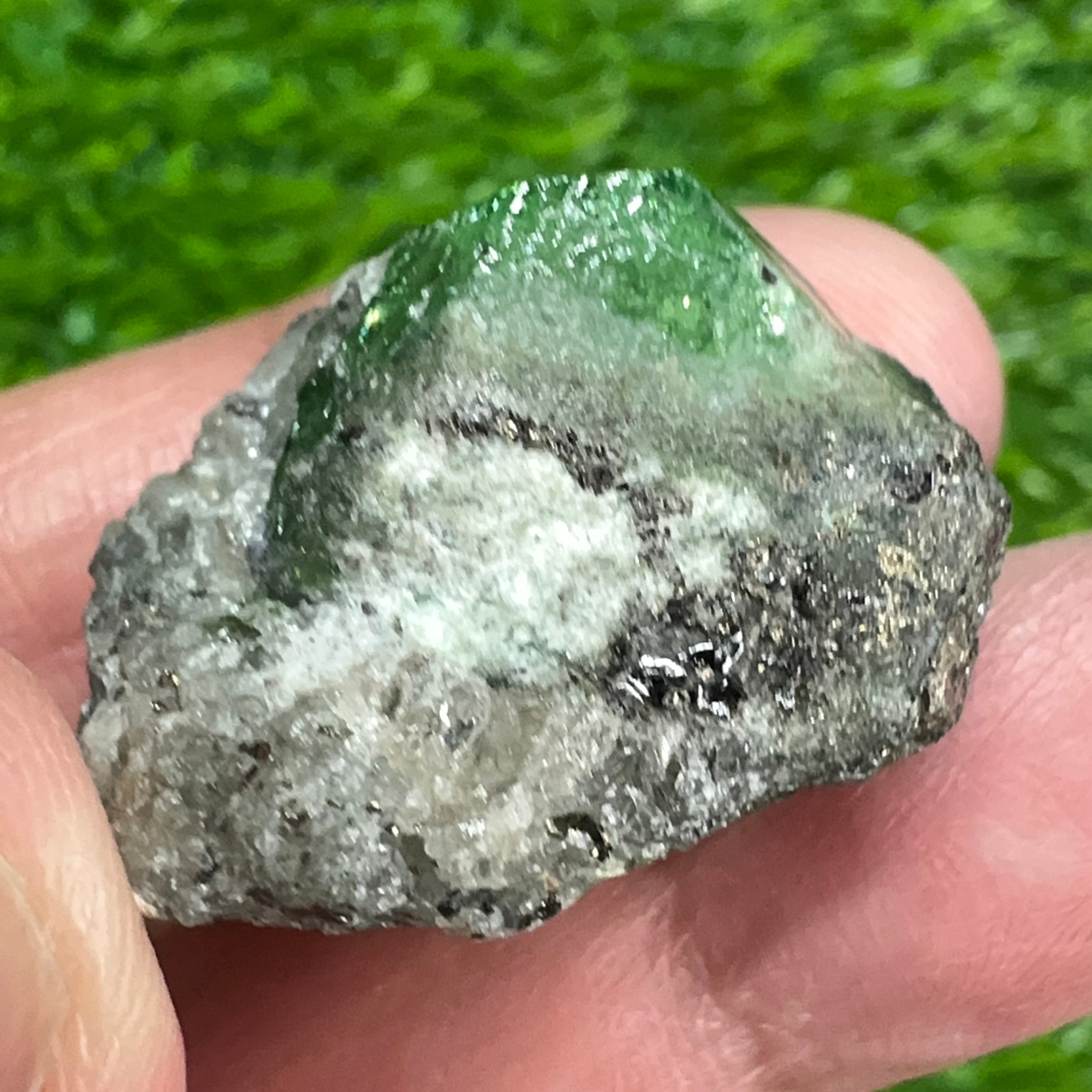 Tsavorite Garnet Crystal on Matrix, 13.90gm, Merelani, Tanzania, Untreated Unheated