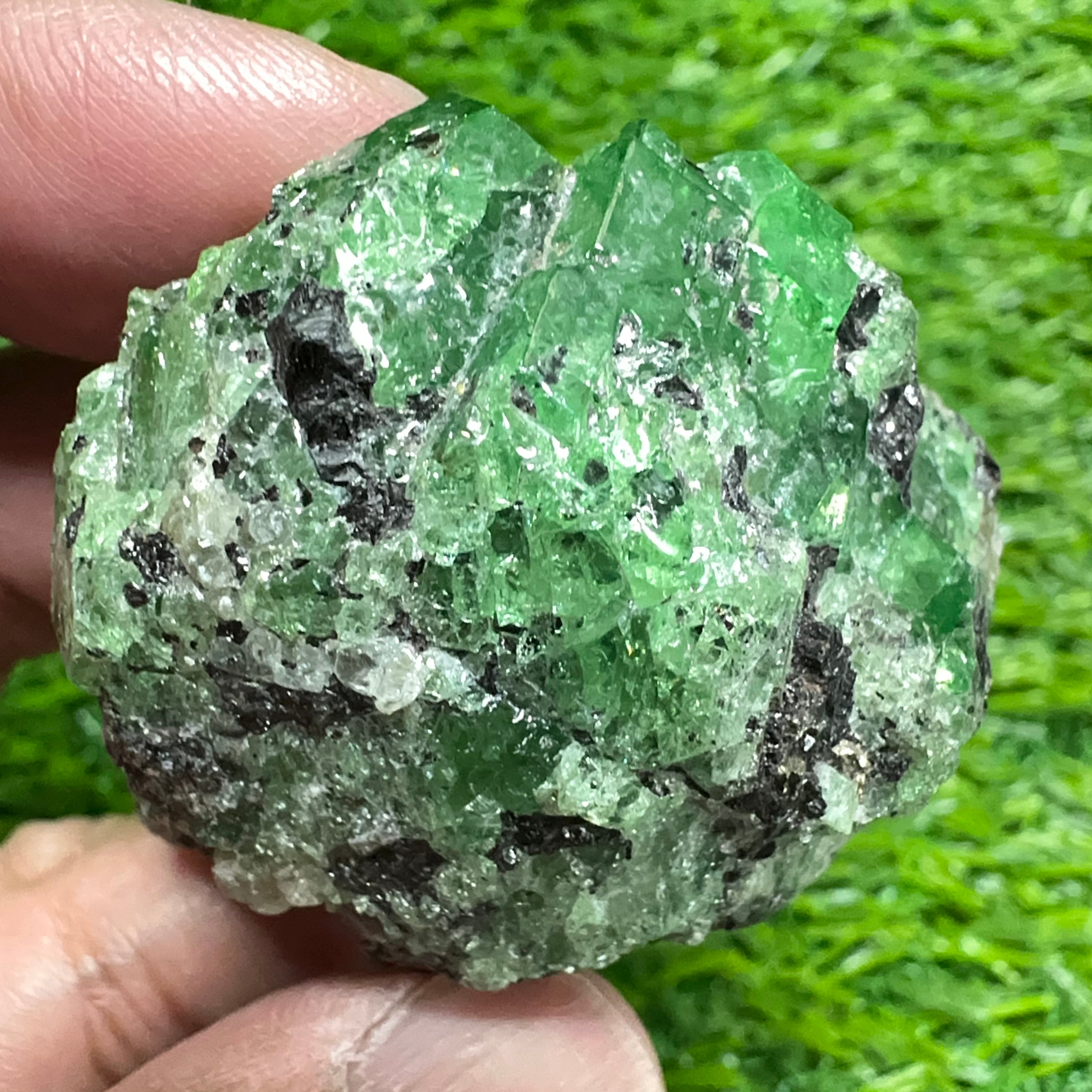 Tsavorite Garnet Crystal on Matrix, 94.20gm, Merelani, Tanzania, Untreated Unheated