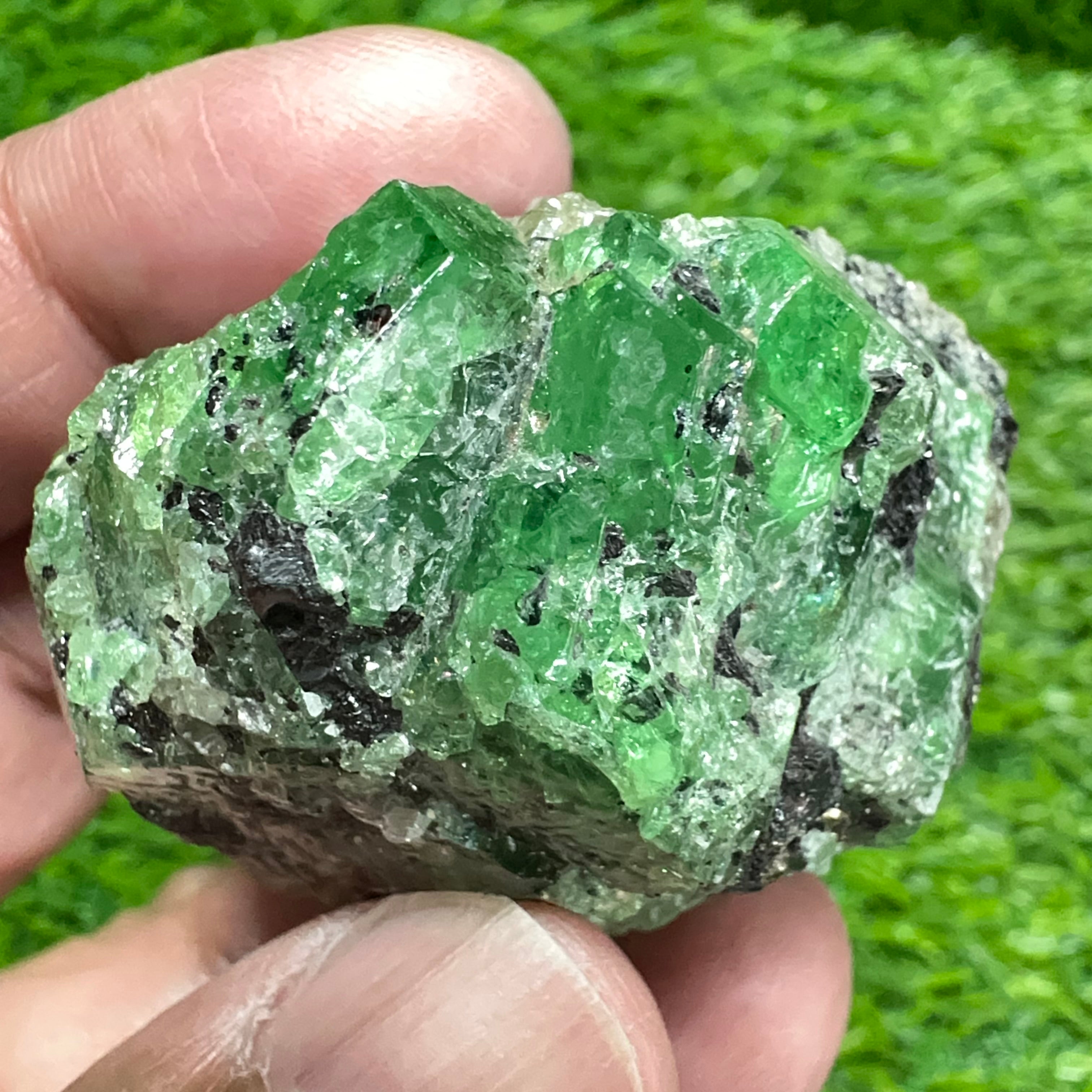 Tsavorite Garnet Crystal on Matrix, 94.20gm, Merelani, Tanzania, Untreated Unheated