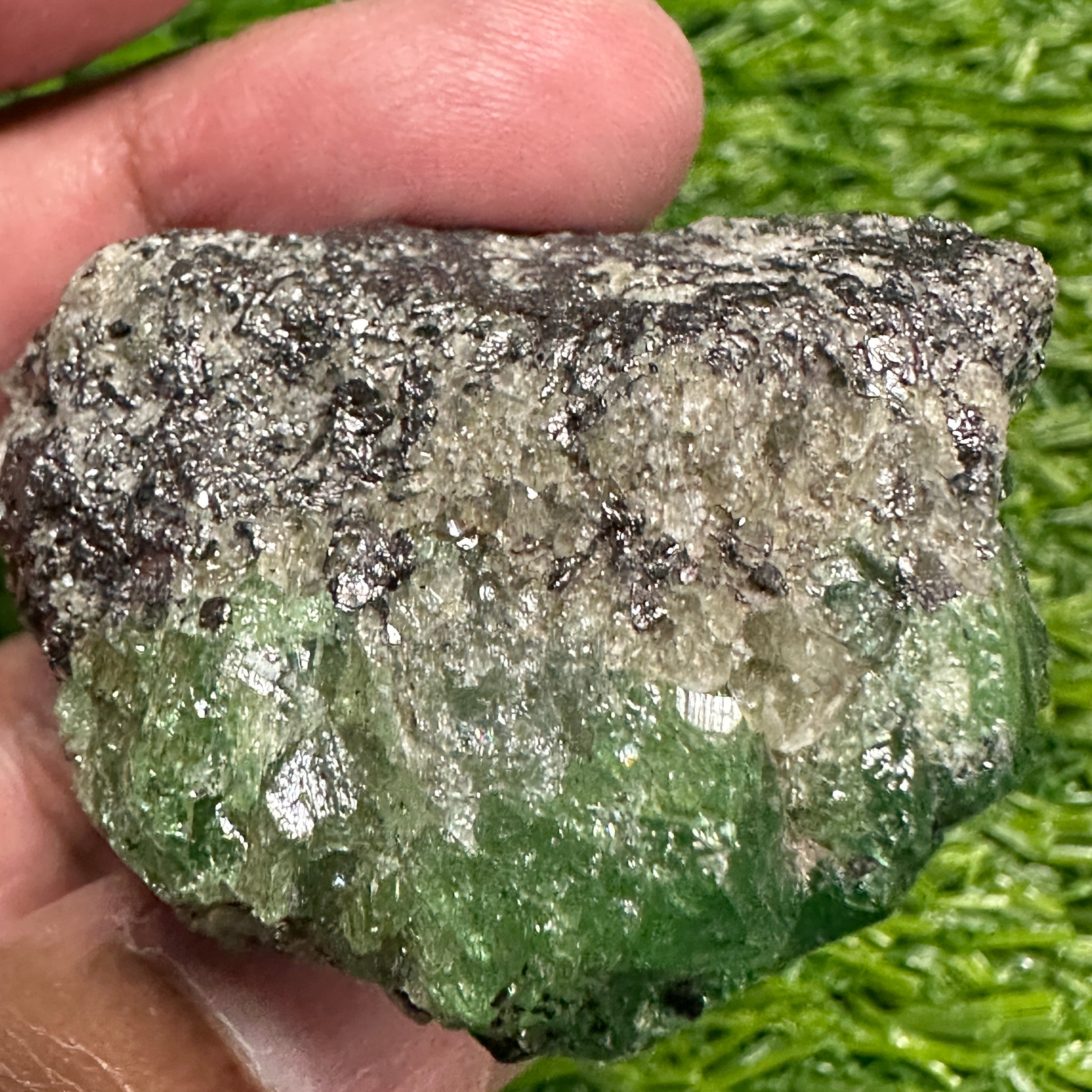 Tsavorite Garnet Crystal on Matrix, 94.20gm, Merelani, Tanzania, Untreated Unheated