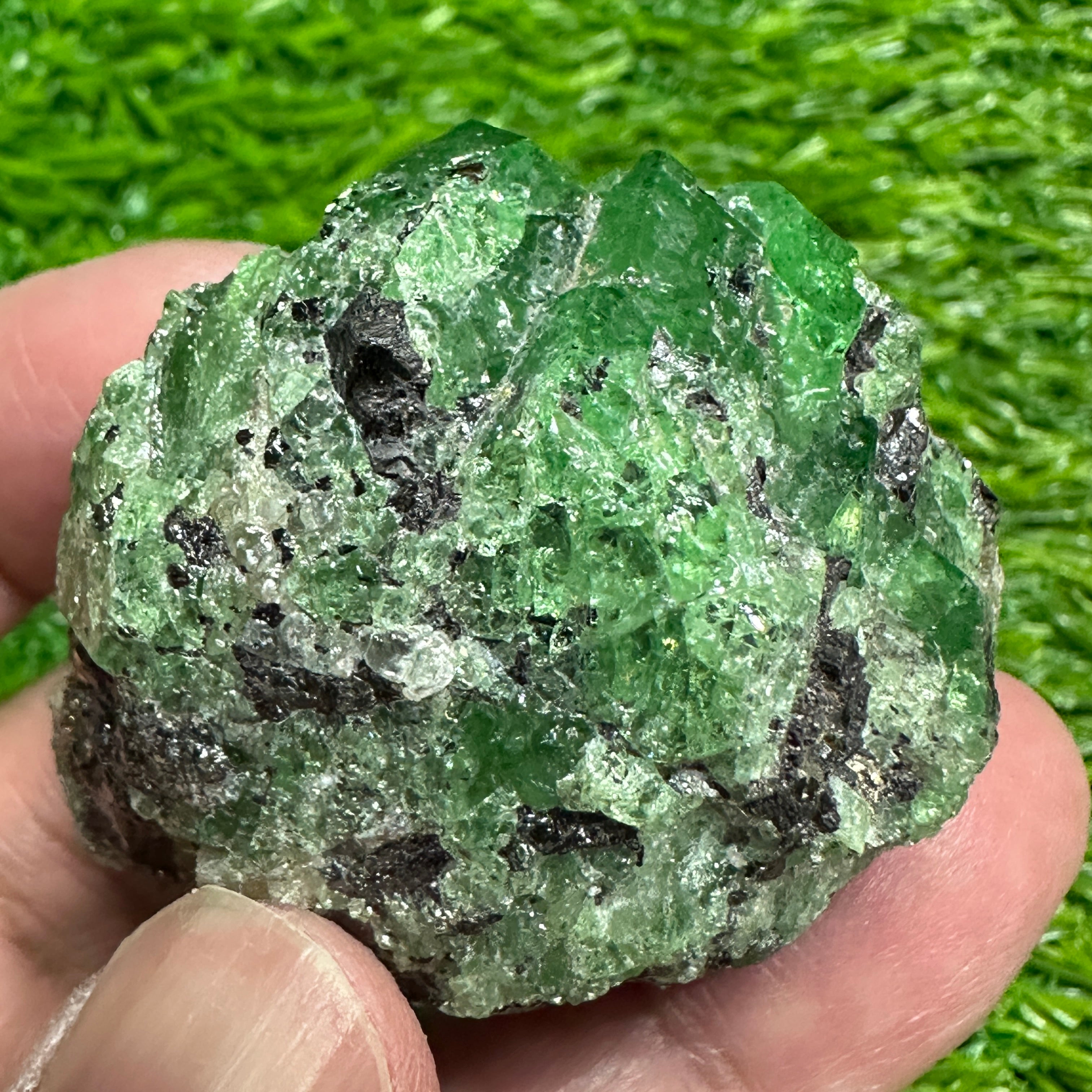 Tsavorite Garnet Crystal on Matrix, 94.20gm, Merelani, Tanzania, Untreated Unheated