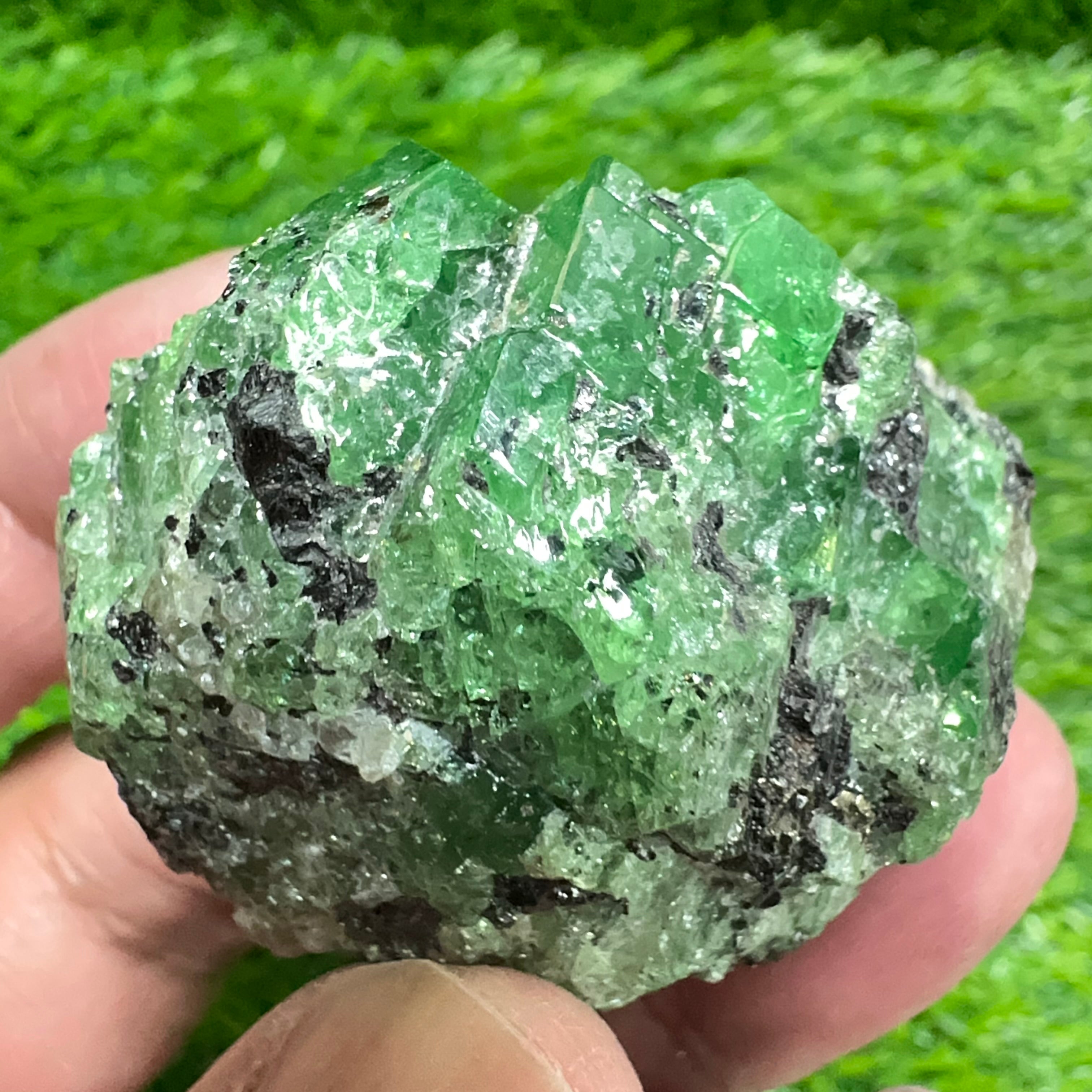 Tsavorite Garnet Crystal on Matrix, 94.20gm, Merelani, Tanzania, Untreated Unheated