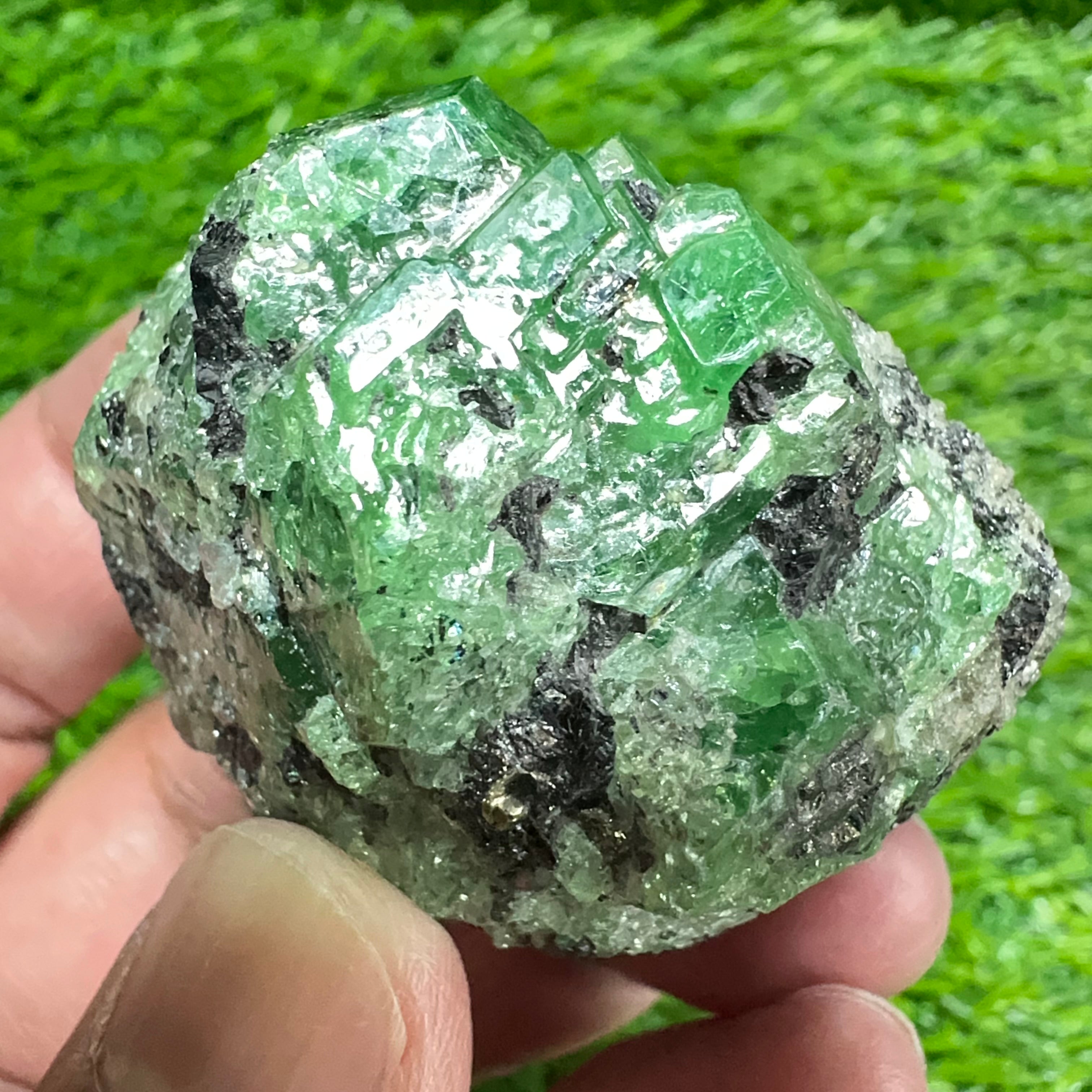 Tsavorite Garnet Crystal on Matrix, 94.20gm, Merelani, Tanzania, Untreated Unheated