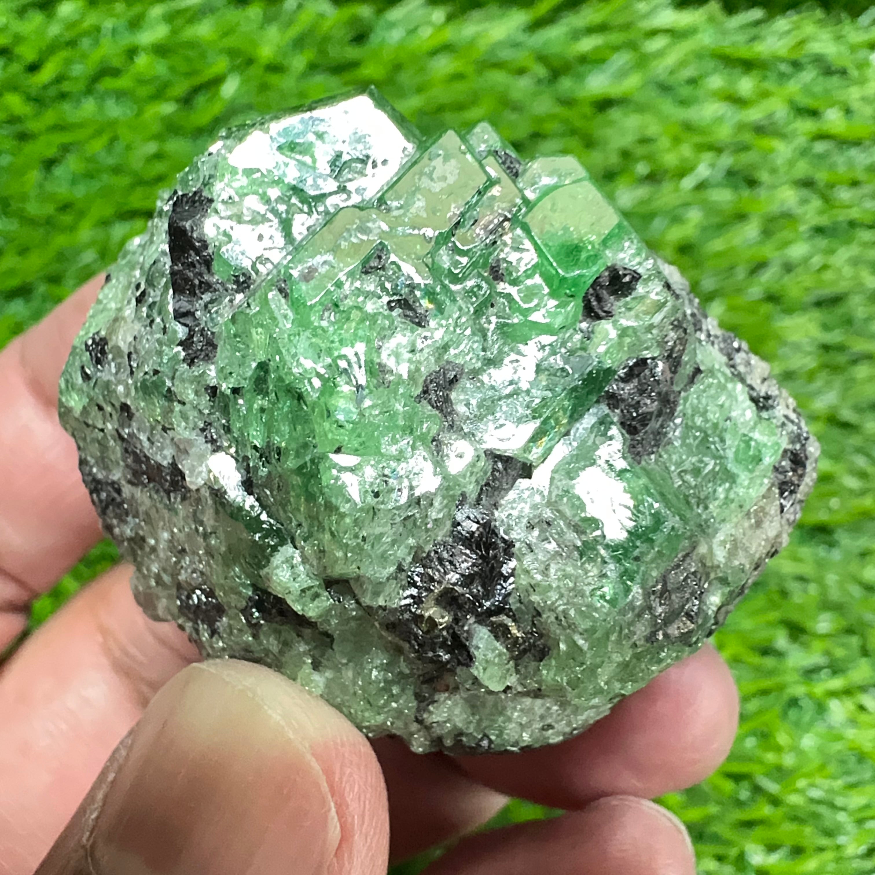 Tsavorite Garnet Crystal on Matrix, 94.20gm, Merelani, Tanzania, Untreated Unheated