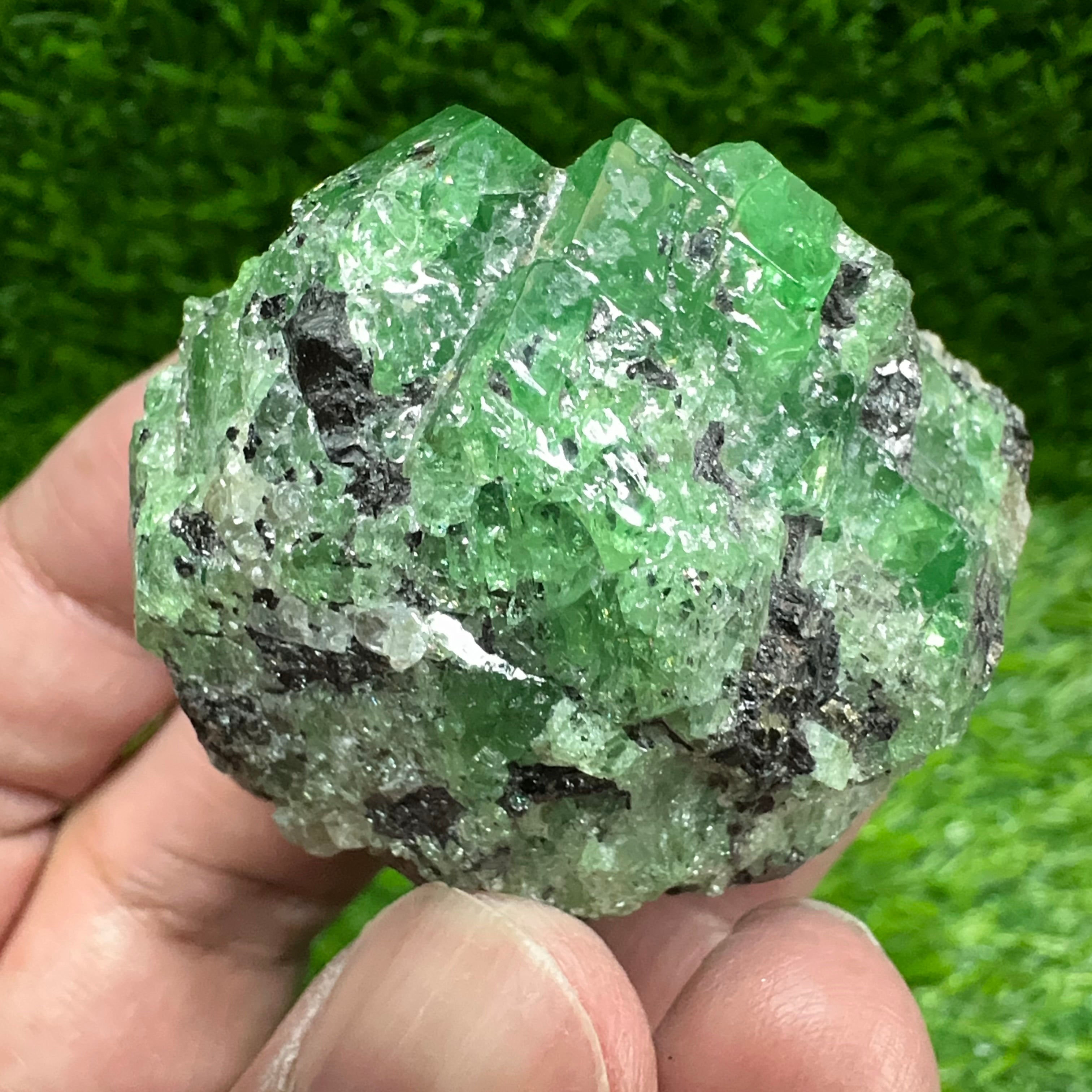 Tsavorite Garnet Crystal on Matrix, 94.20gm, Merelani, Tanzania, Untreated Unheated