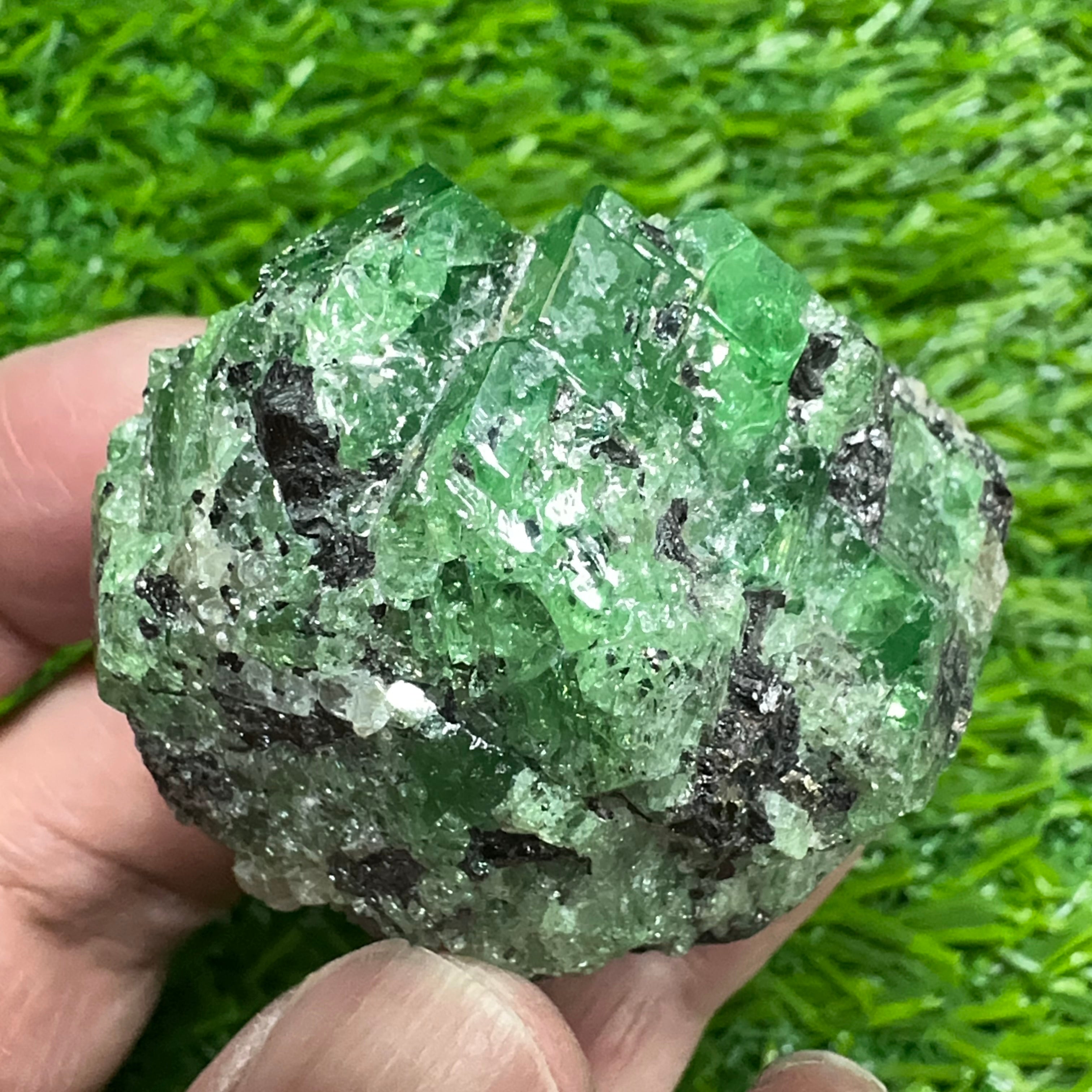 Tsavorite Garnet Crystal on Matrix, 94.20gm, Merelani, Tanzania, Untreated Unheated