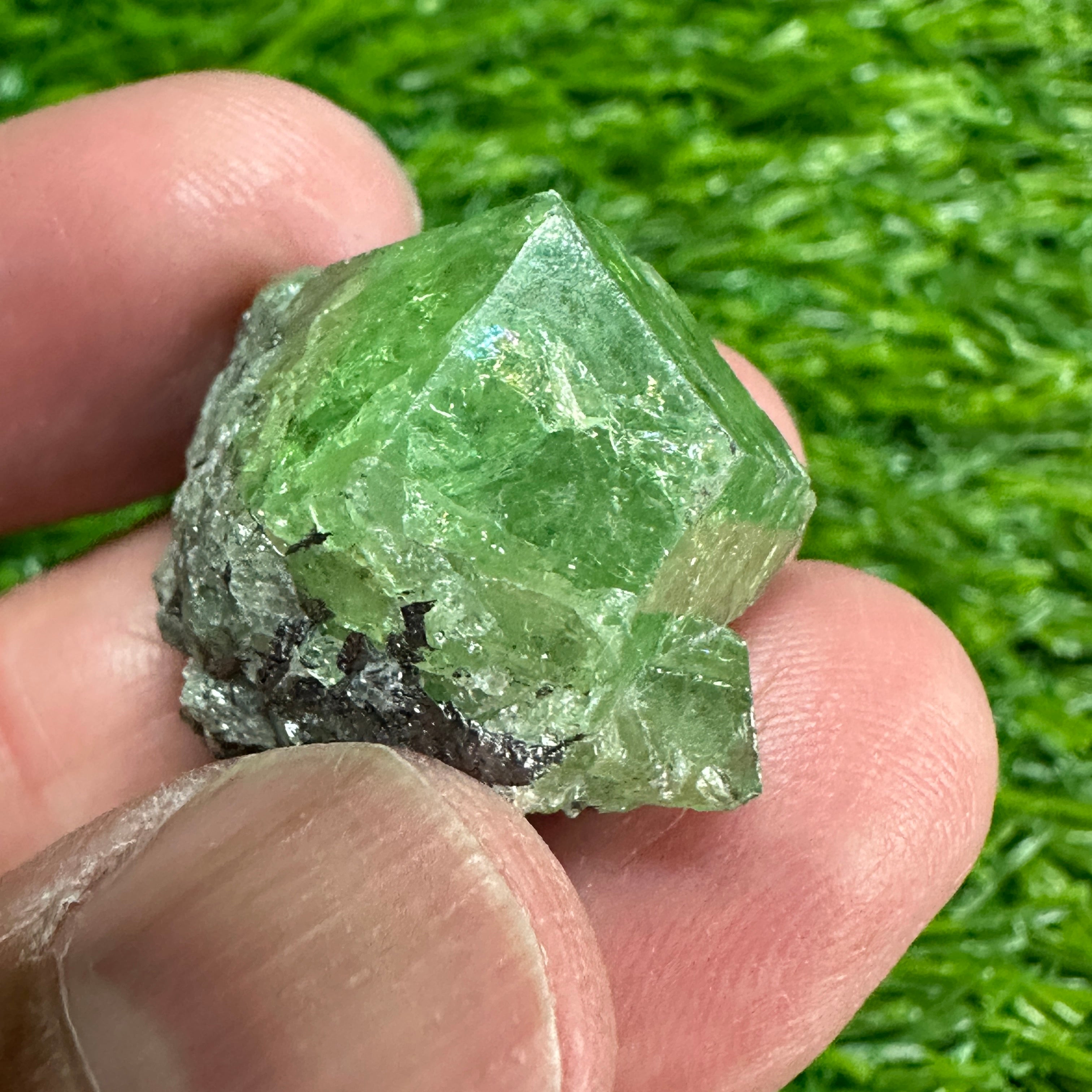 Tsavorite Garnet Crystal on Matrix, 15.1gm, Merelani, Tanzania, Untreated Unheated