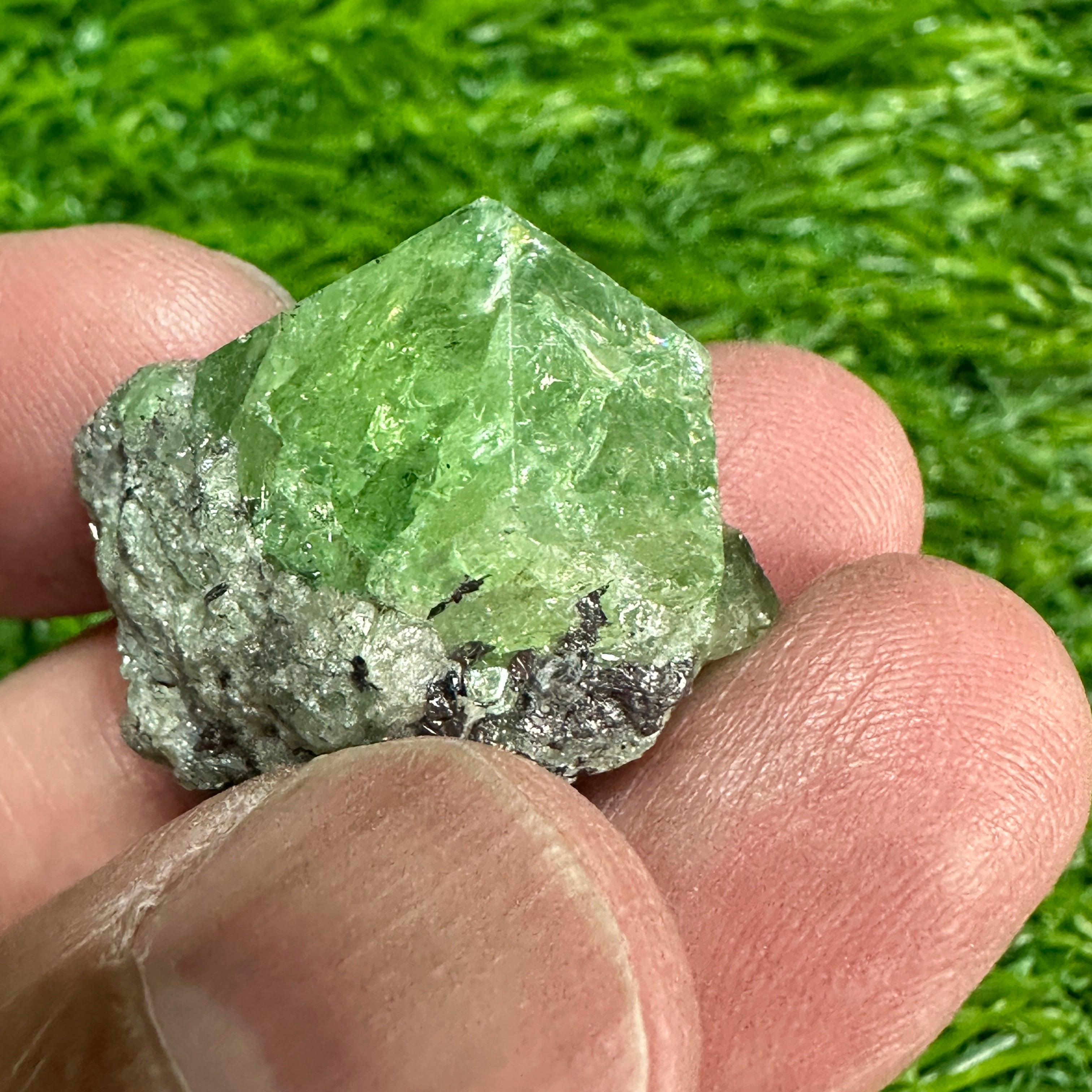 Tsavorite Garnet Crystal on Matrix, 15.1gm, Merelani, Tanzania, Untreated Unheated