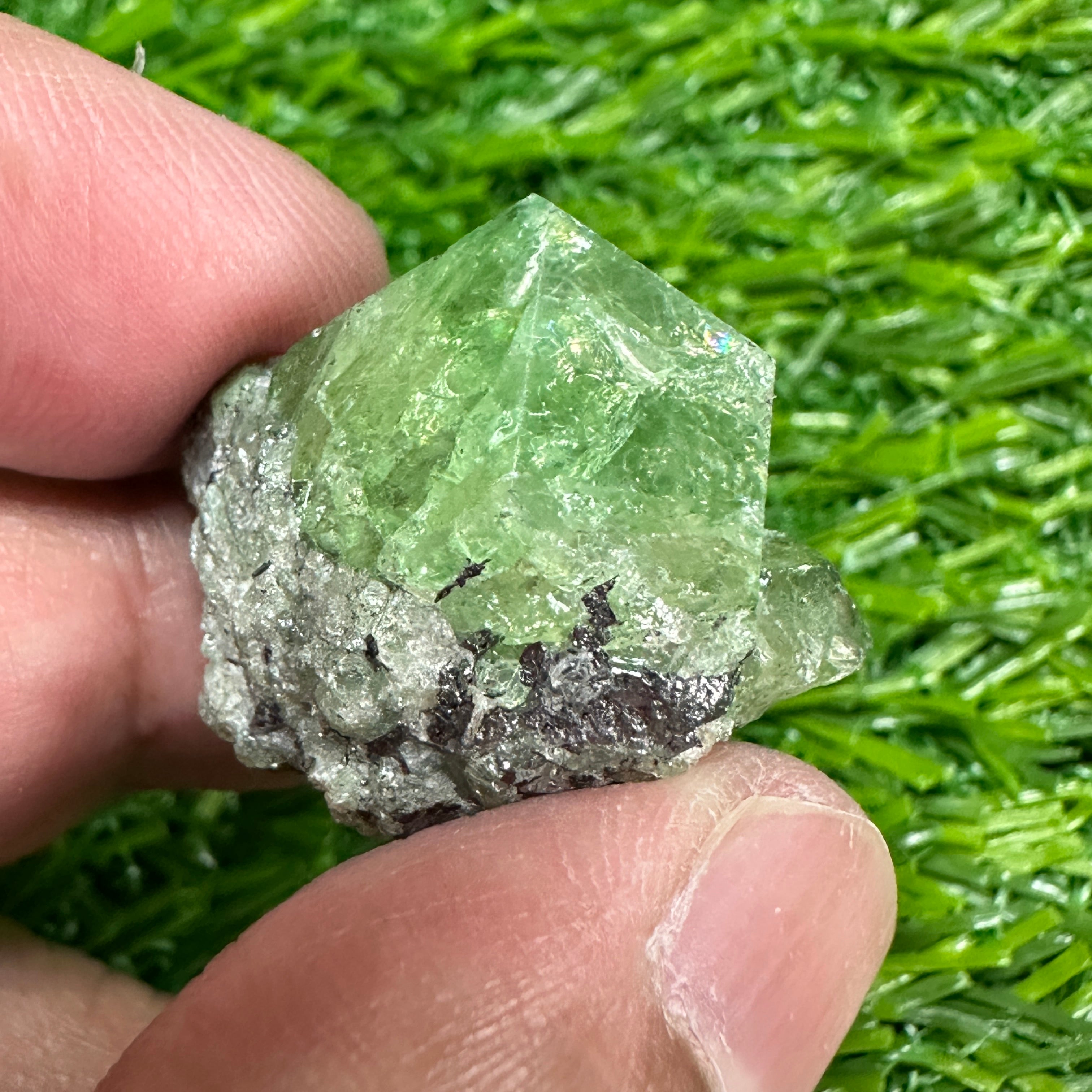 Tsavorite Garnet Crystal on Matrix, 15.1gm, Merelani, Tanzania, Untreated Unheated