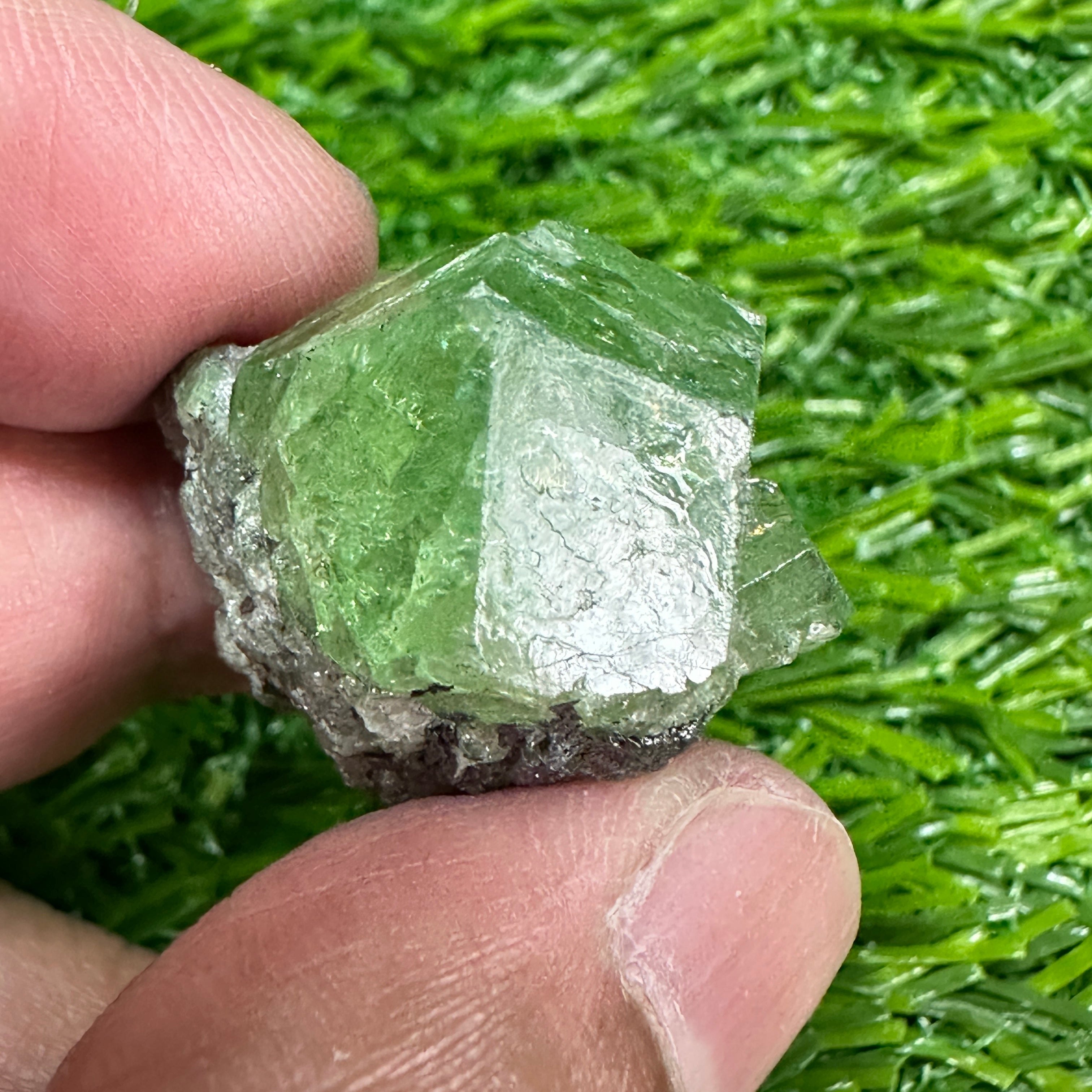 Tsavorite Garnet Crystal on Matrix, 15.1gm, Merelani, Tanzania, Untreated Unheated