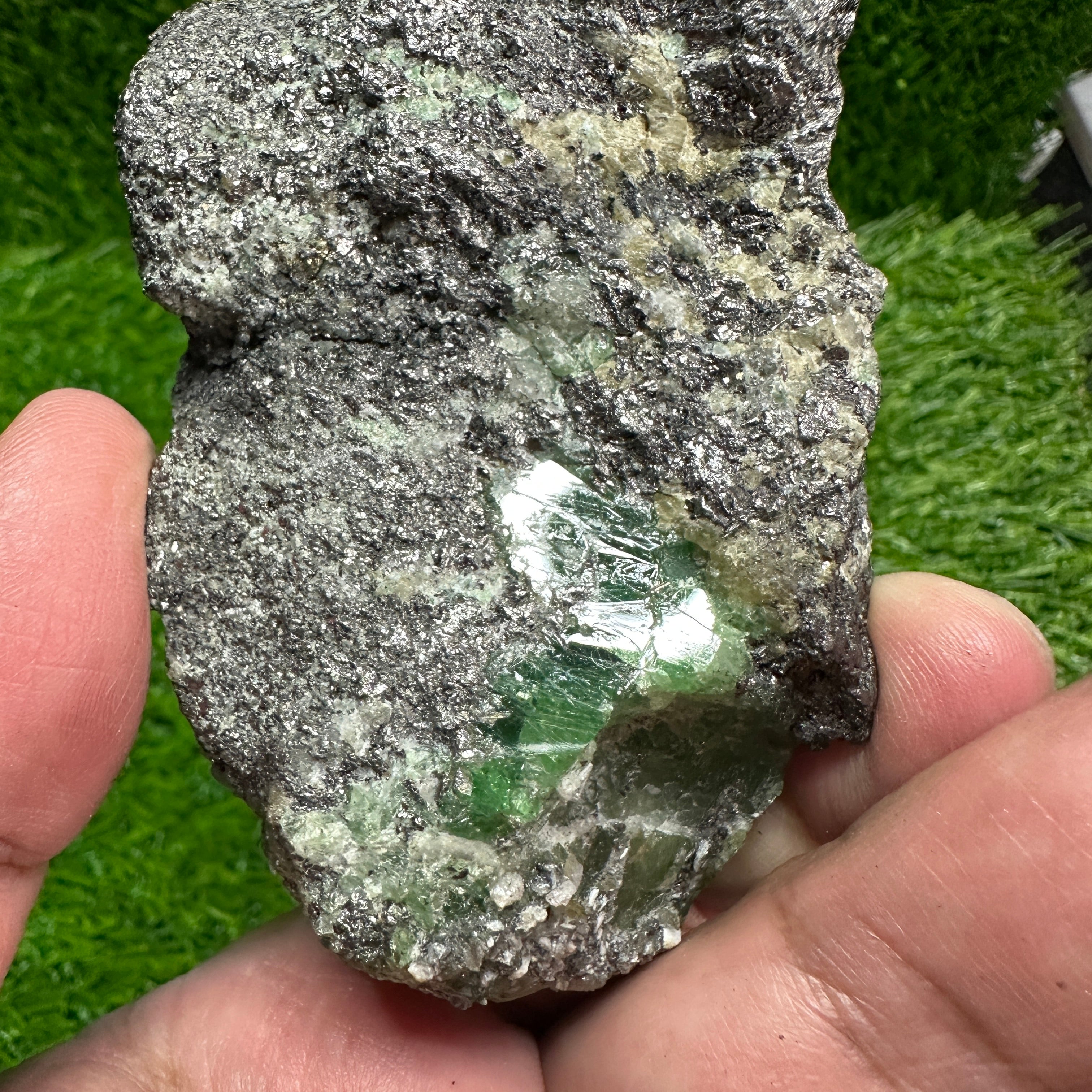 Tsavorite Garnet Crystal on Matrix, 247gm, Merelani, Tanzania, Untreated Unheated