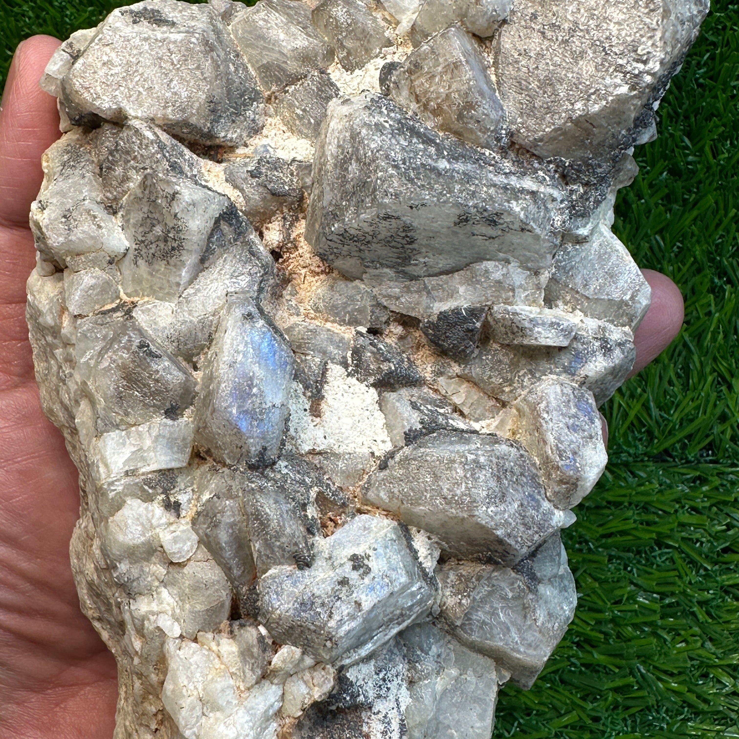 Blue Sheen Moonstone Crystal Matrix, 2.02kg, Tanzania, Untreated Unheated