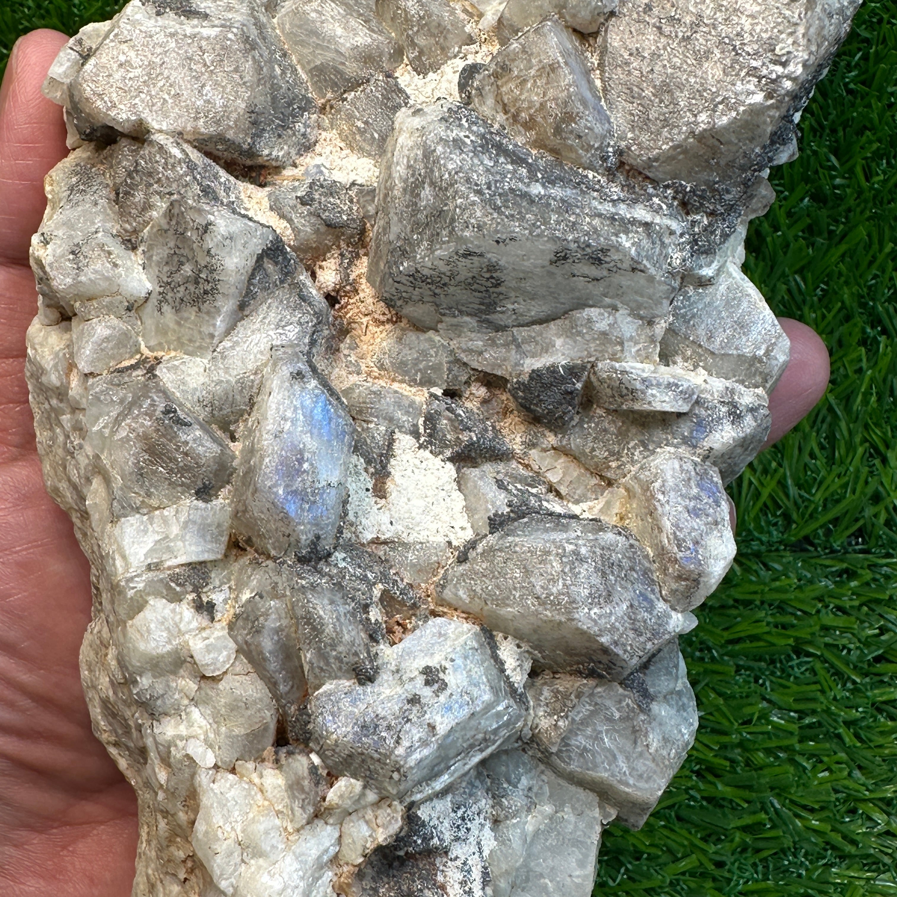 Blue Sheen Moonstone Crystal Matrix, 2.02kg, Tanzania, Untreated Unheated