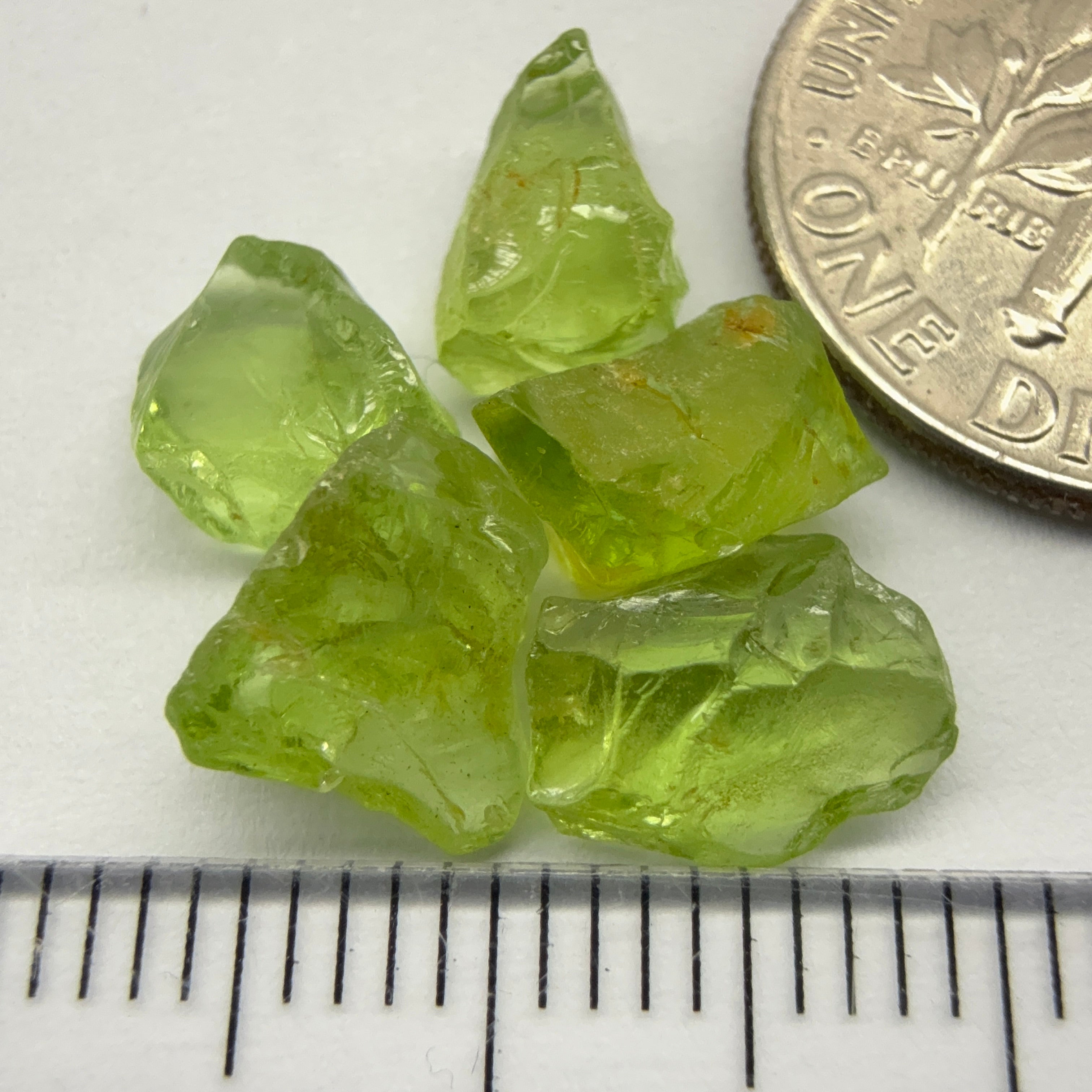 GoGo Peridot Lot, 8.62ct, Mined by the Wa GoGo tribe in Tanzania, Untreated Unheated, Bright Apple Green, 1.54ct-1.93ct, 5pcs, vs-si