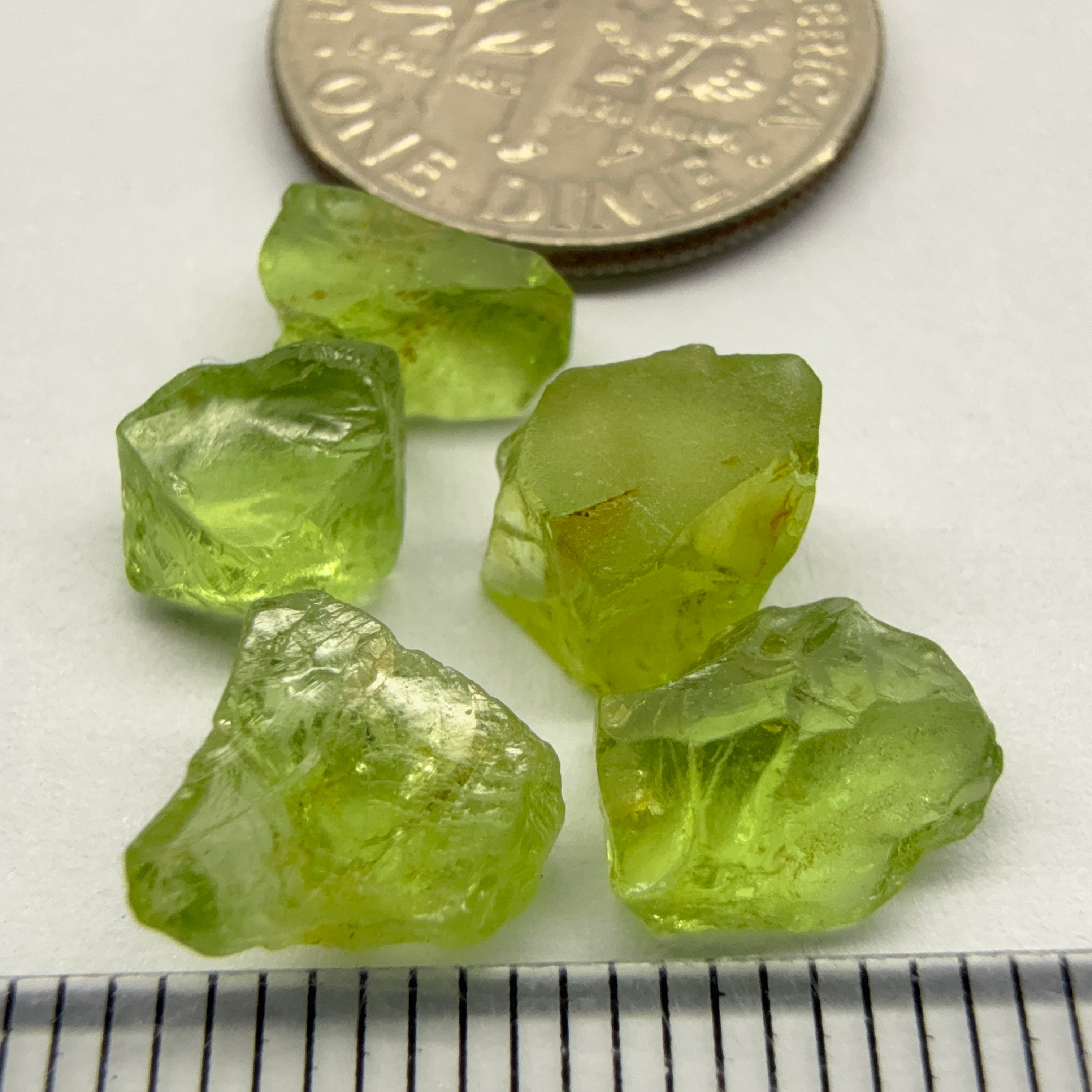 GoGo Peridot Lot, 8.62ct, Mined by the Wa GoGo tribe in Tanzania, Untreated Unheated, Bright Apple Green, 1.54ct-1.93ct, 5pcs, vs-si