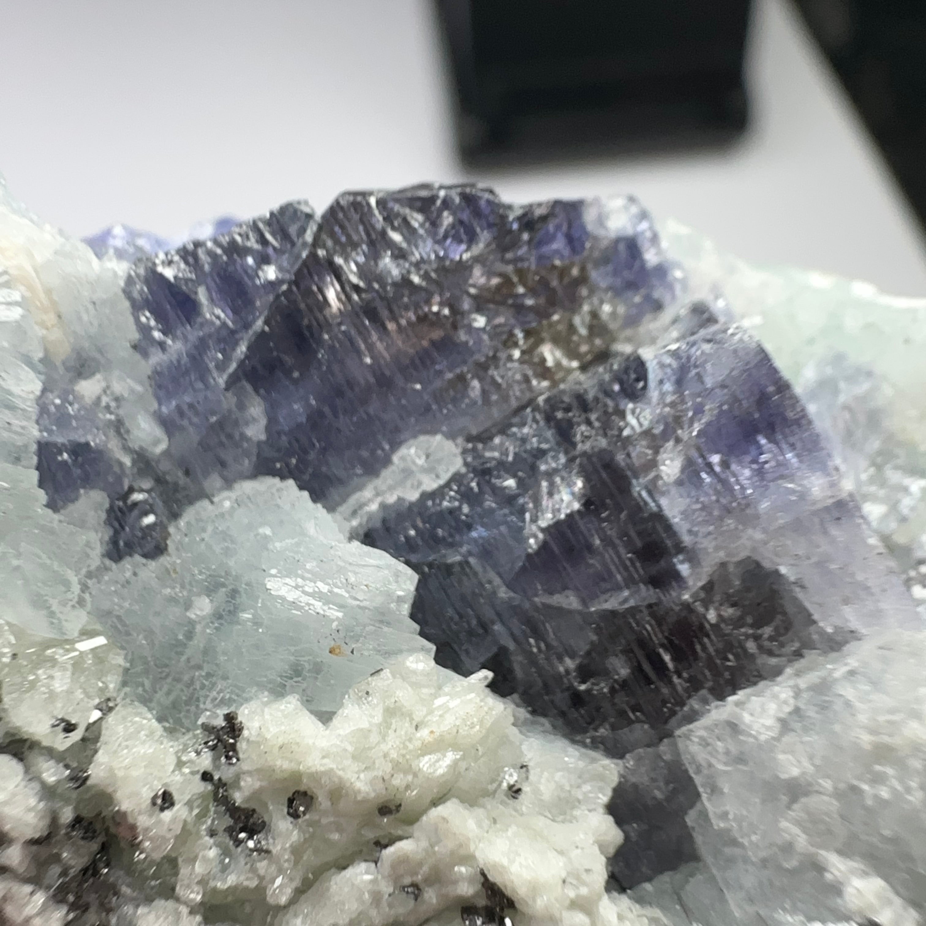 Tanzanite and Prehinite Crystal on Matrix, 96.20gm, Tanzania, Unheated Untreated.