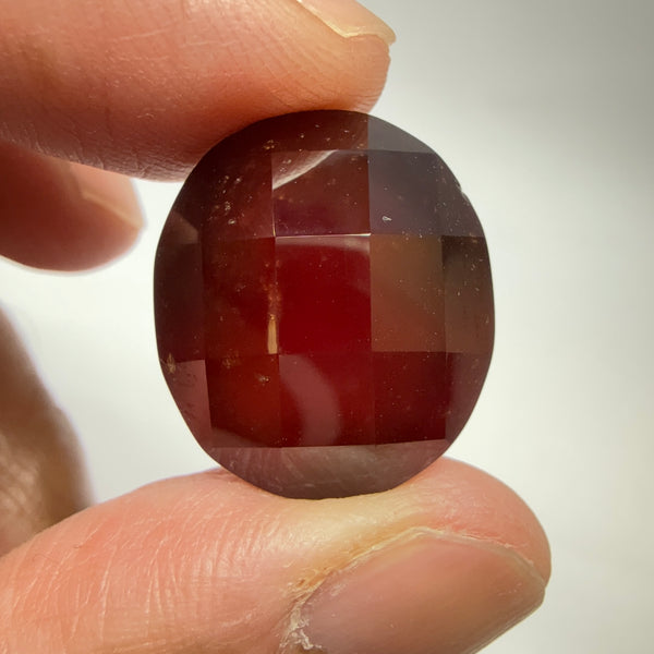 Hessonite Garnet, 33.51ct, Faceted Checkerboard Top, Tanzania, Untreated Unheated, a very slight chip on the girdle