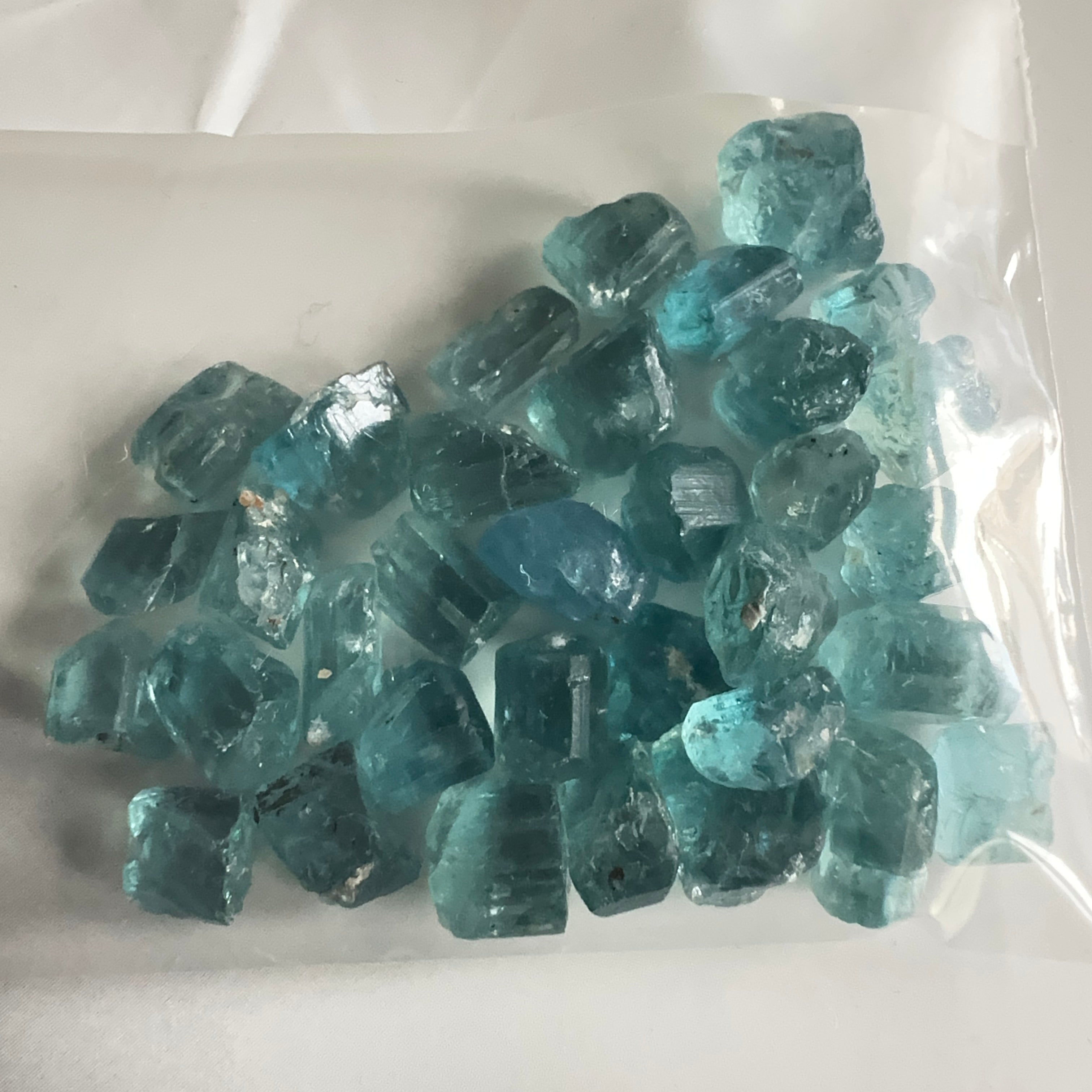 Blue Apatite Crystal Lot, 61.74ct, Merelani, Tanzania, Untreated Unheated, seems to be Turquoise in daylight and blue in indoor light