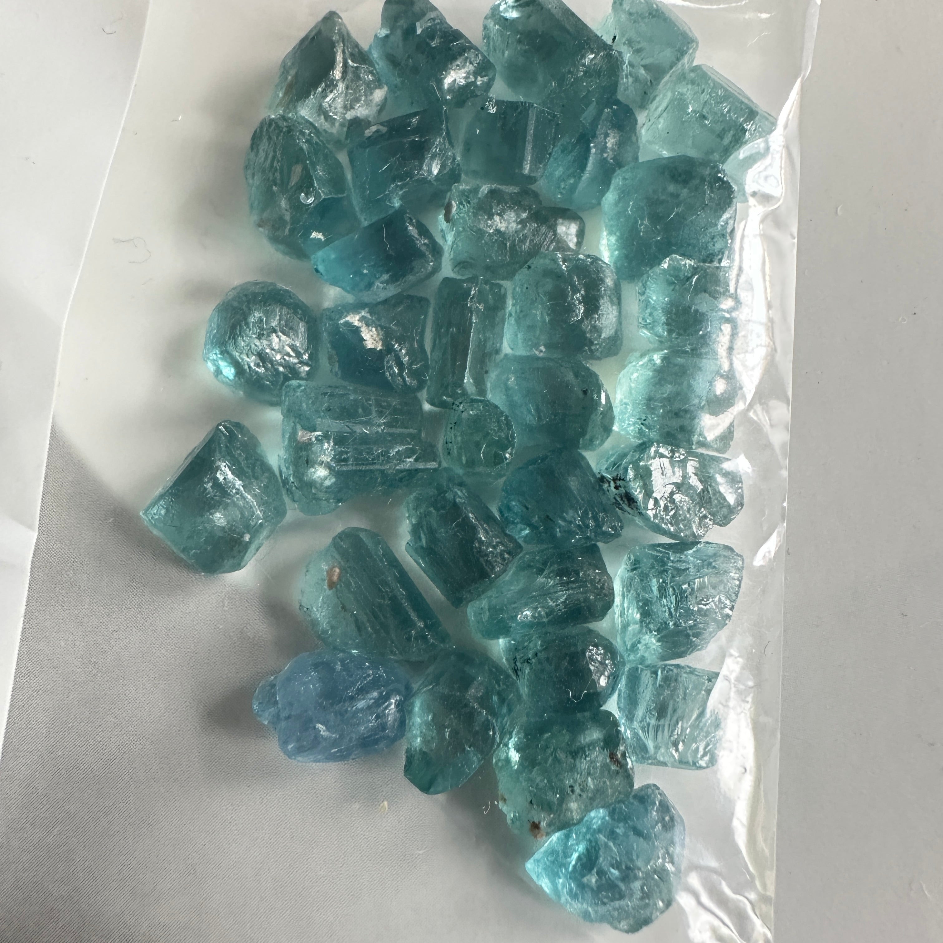 Blue Apatite Crystal Lot, 61.74ct, Merelani, Tanzania, Untreated Unheated, seems to be Turquoise in daylight and blue in indoor light