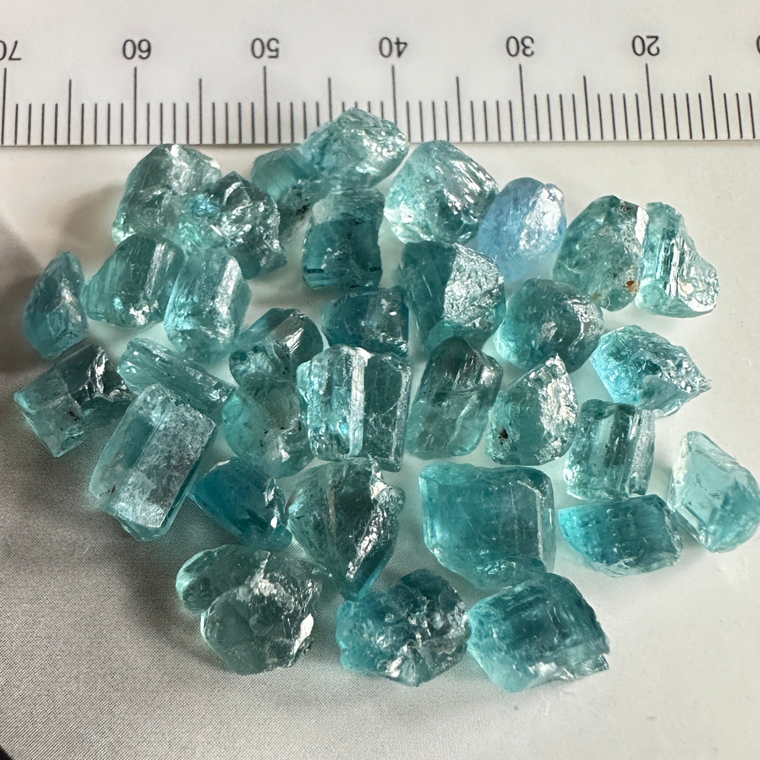 Blue Apatite Crystal Lot, 61.74ct, Merelani, Tanzania, Untreated Unheated, seems to be Turquoise in daylight and blue in indoor light