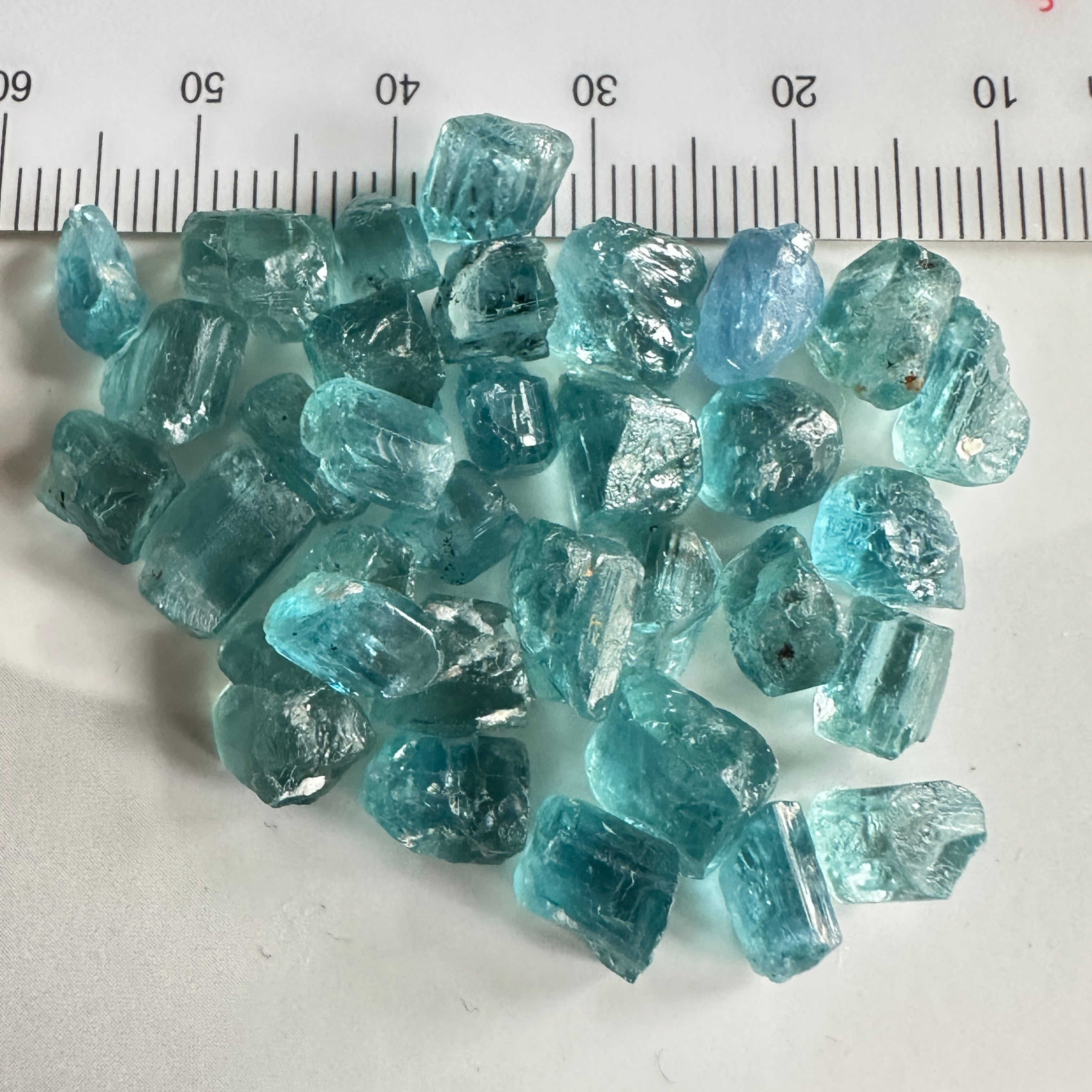 Blue Apatite Crystal Lot, 61.74ct, Merelani, Tanzania, Untreated Unheated, seems to be Turquoise in daylight and blue in indoor light