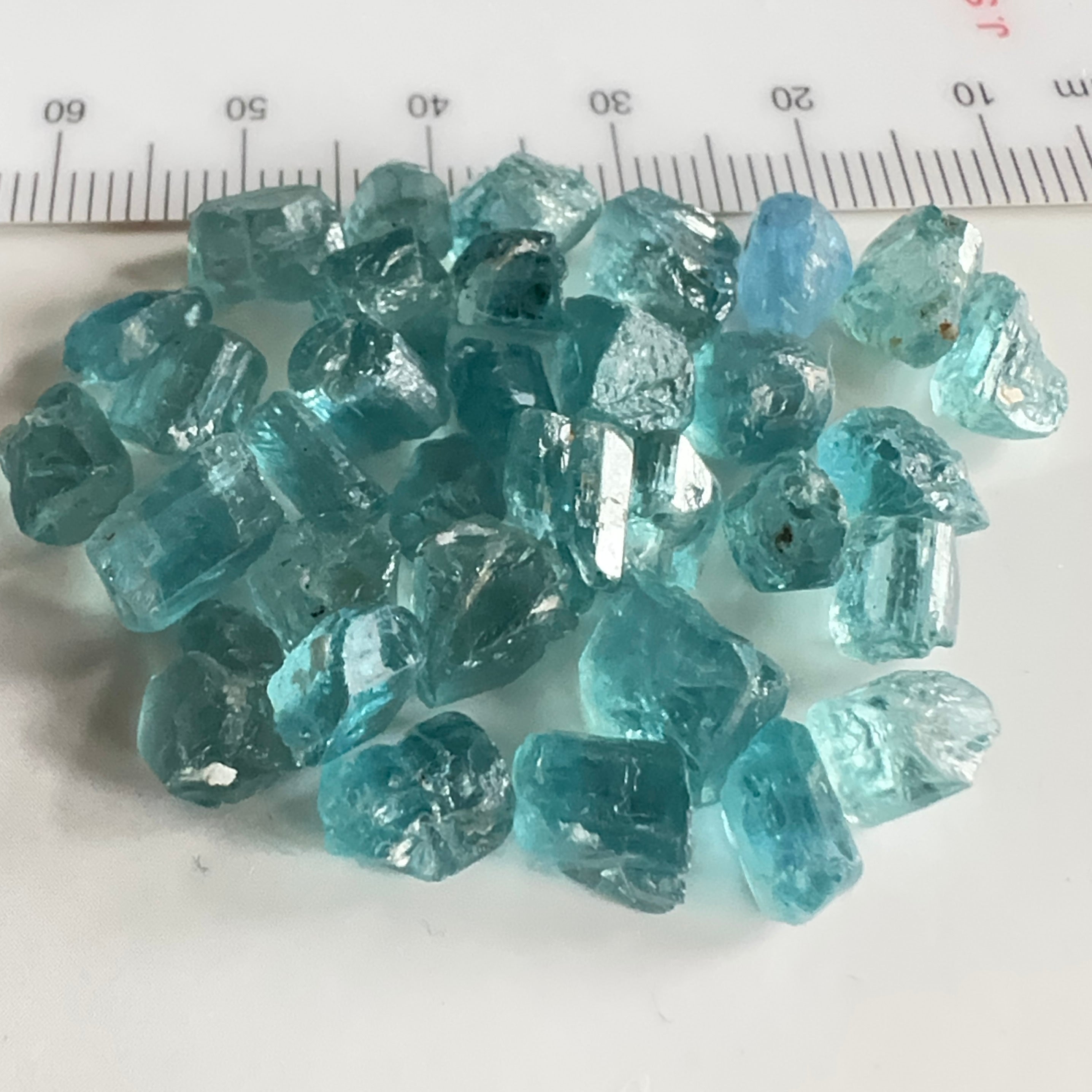 Blue Apatite Crystal Lot, 61.74ct, Merelani, Tanzania, Untreated Unheated, seems to be Turquoise in daylight and blue in indoor light