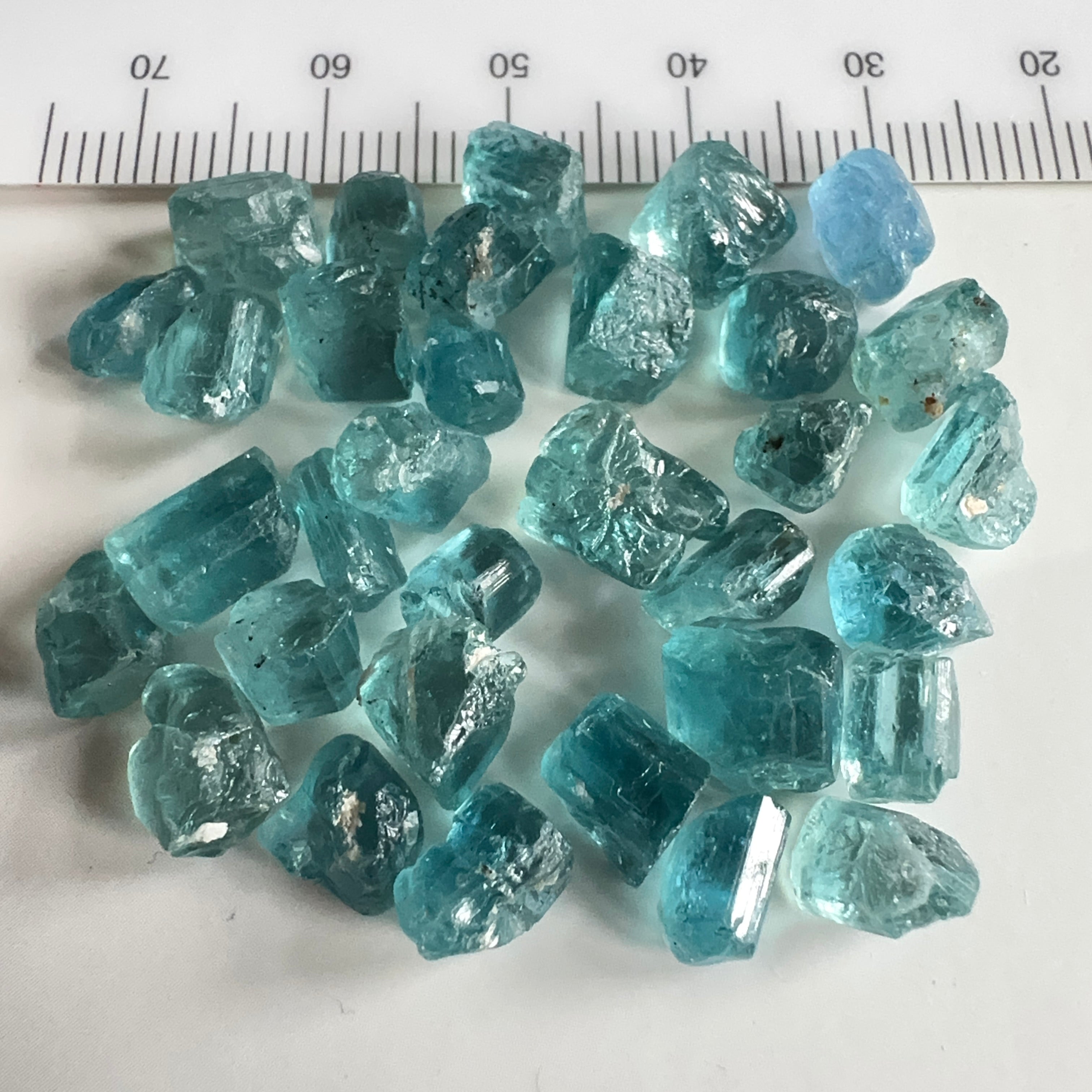 Blue Apatite Crystal Lot, 61.74ct, Merelani, Tanzania, Untreated Unheated, seems to be Turquoise in daylight and blue in indoor light