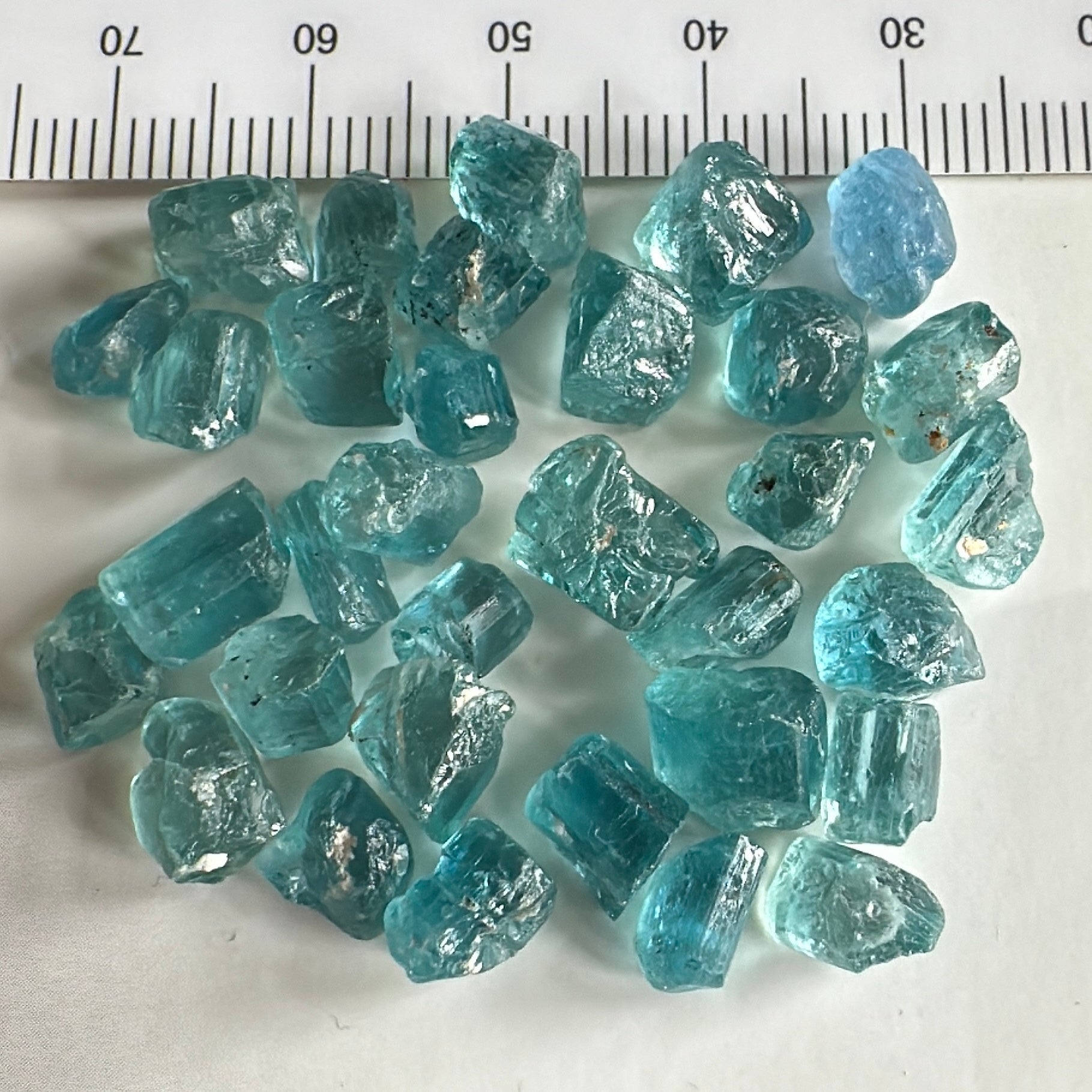 Blue Apatite Crystal Lot, 61.74ct, Merelani, Tanzania, Untreated Unheated, seems to be Turquoise in daylight and blue in indoor light