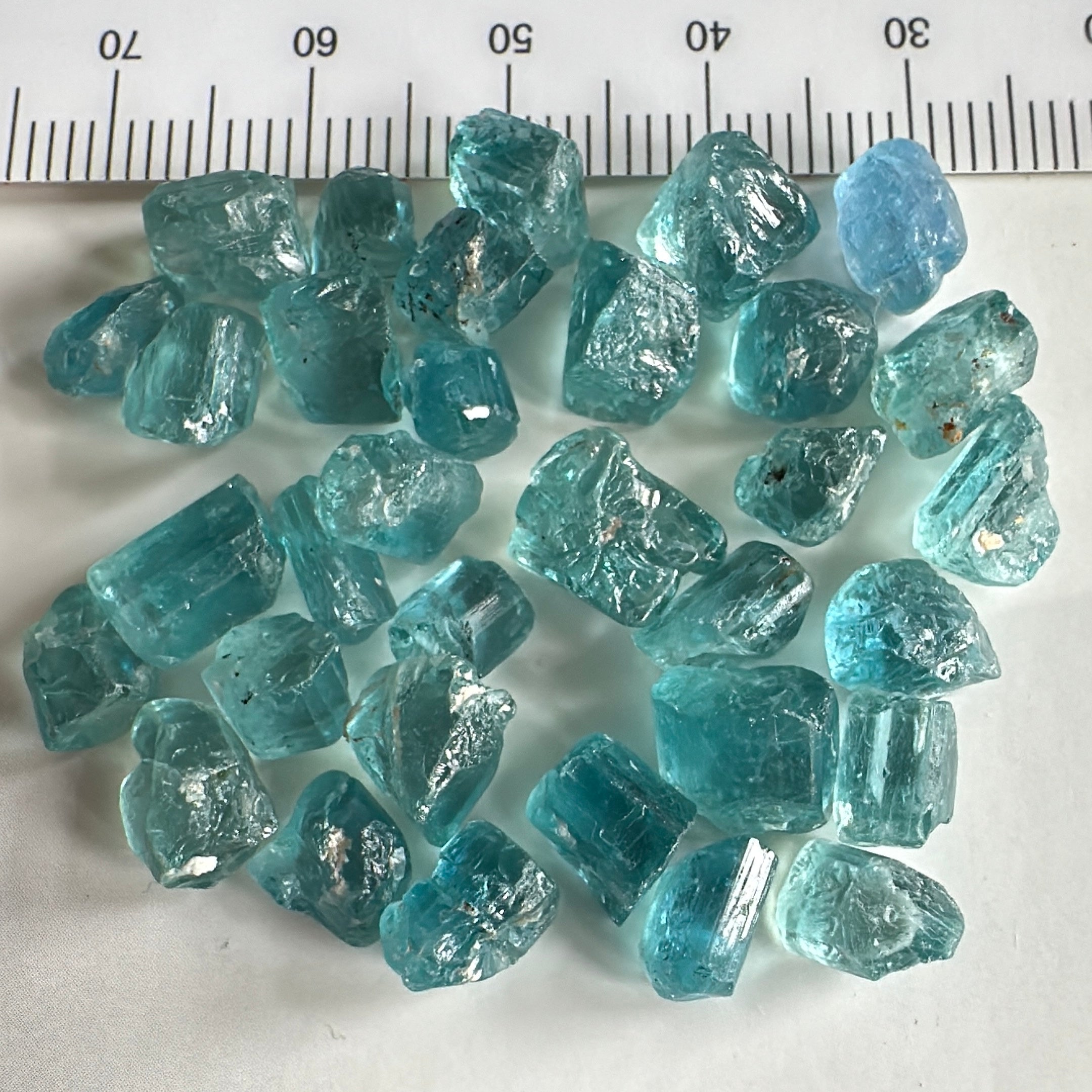 Blue Apatite Crystal Lot, 61.74ct, Merelani, Tanzania, Untreated Unheated, seems to be Turquoise in daylight and blue in indoor light