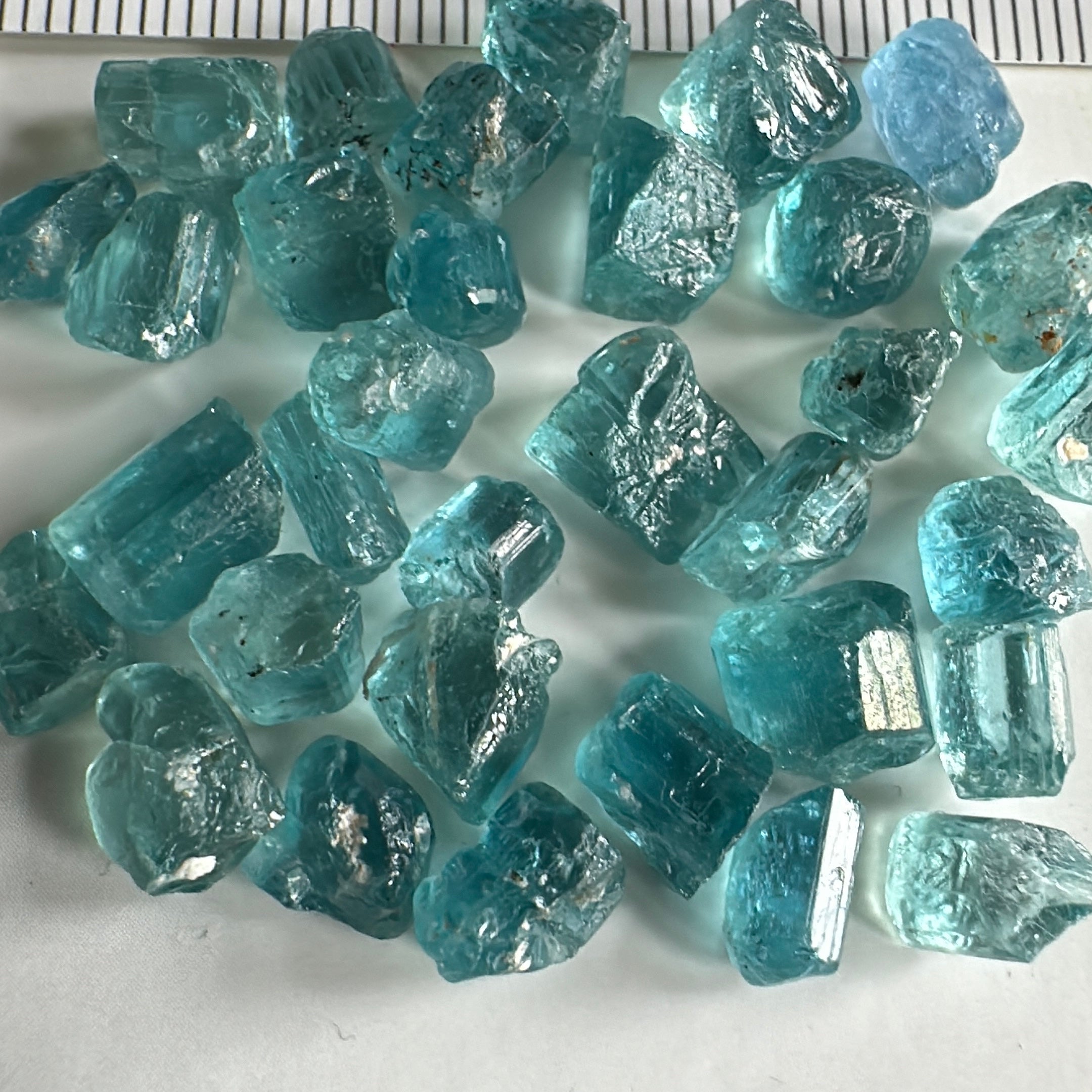 Blue Apatite Crystal Lot, 61.74ct, Merelani, Tanzania, Untreated Unheated, seems to be Turquoise in daylight and blue in indoor light