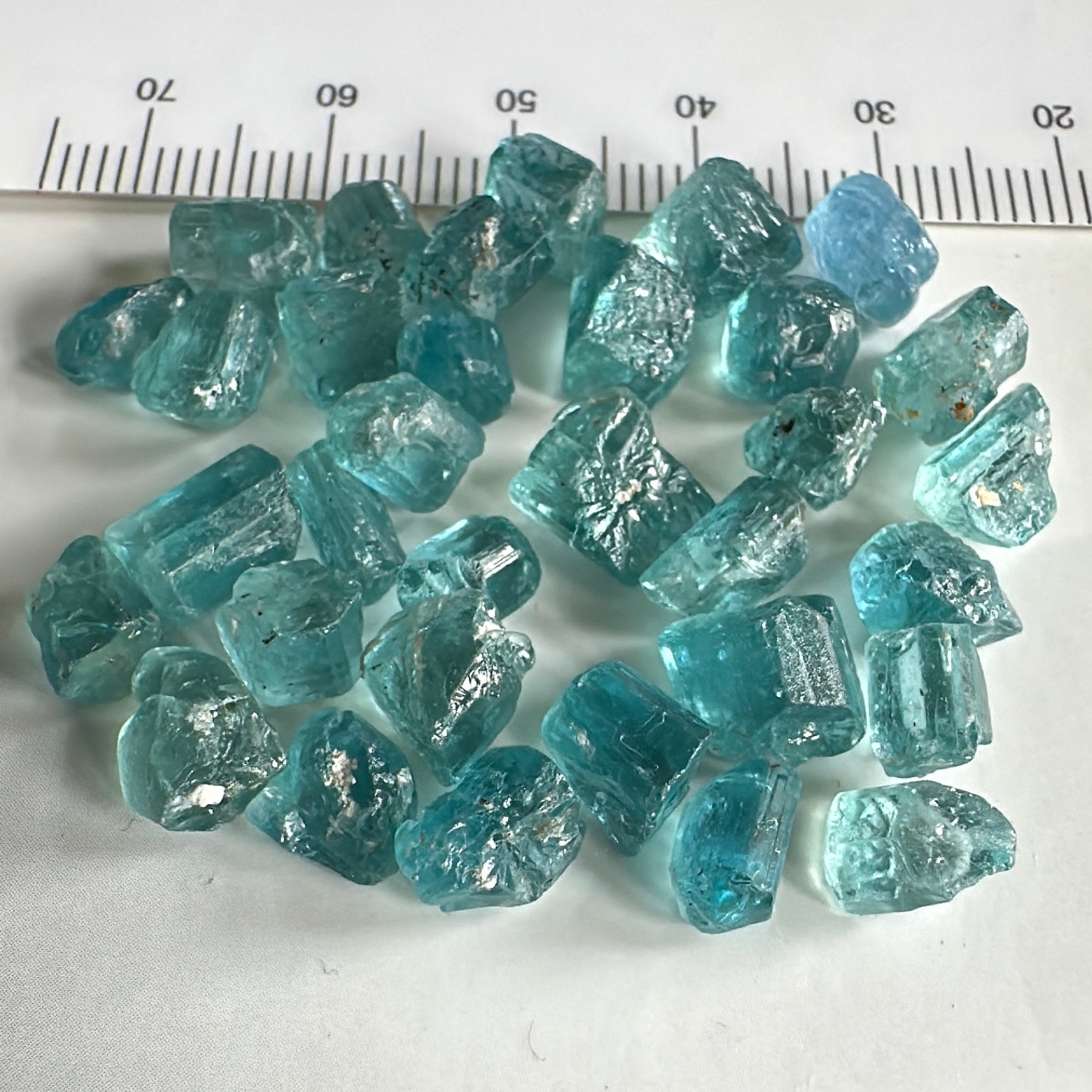 Blue Apatite Crystal Lot, 61.74ct, Merelani, Tanzania, Untreated Unheated, seems to be Turquoise in daylight and blue in indoor light