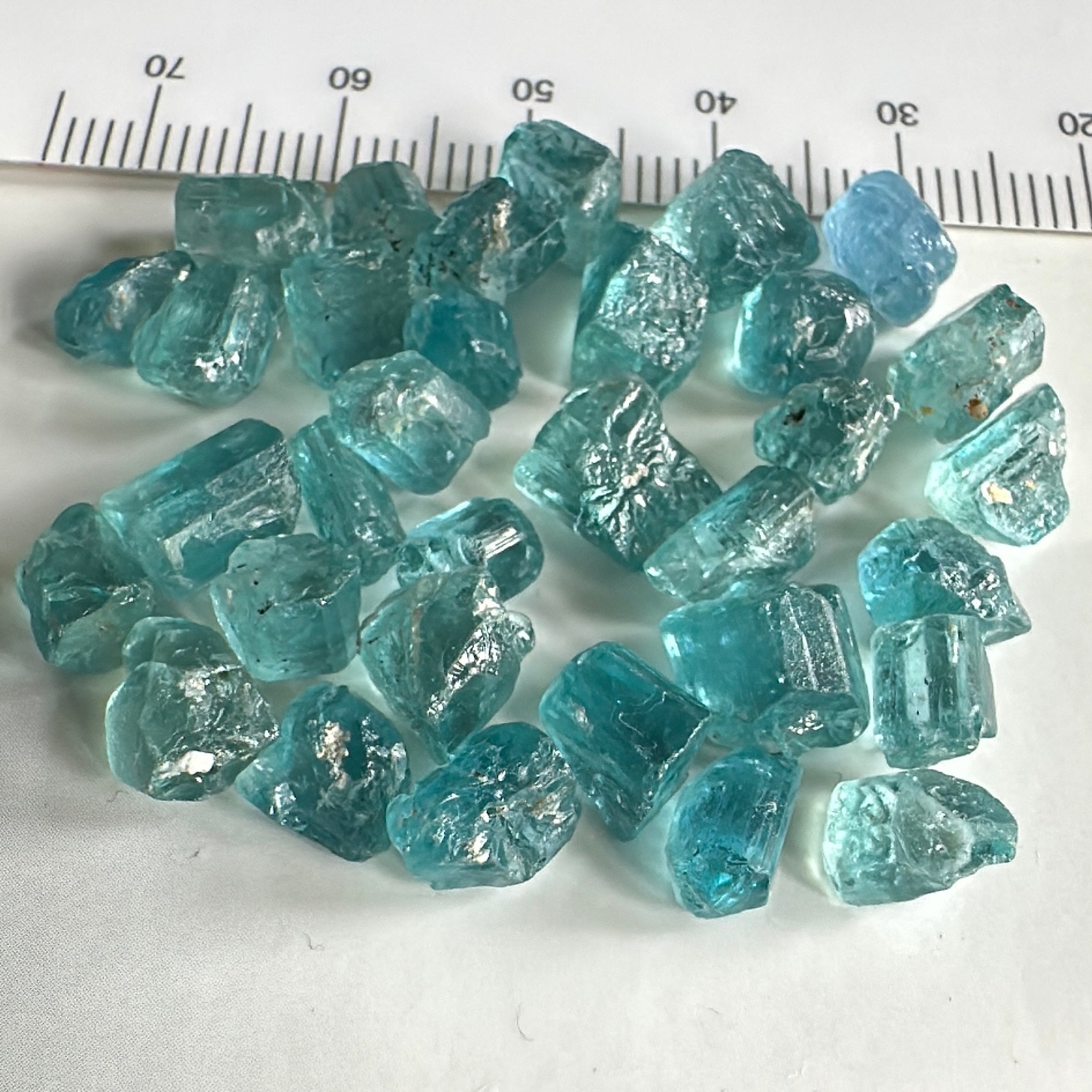 Blue Apatite Crystal Lot, 61.74ct, Merelani, Tanzania, Untreated Unheated, seems to be Turquoise in daylight and blue in indoor light