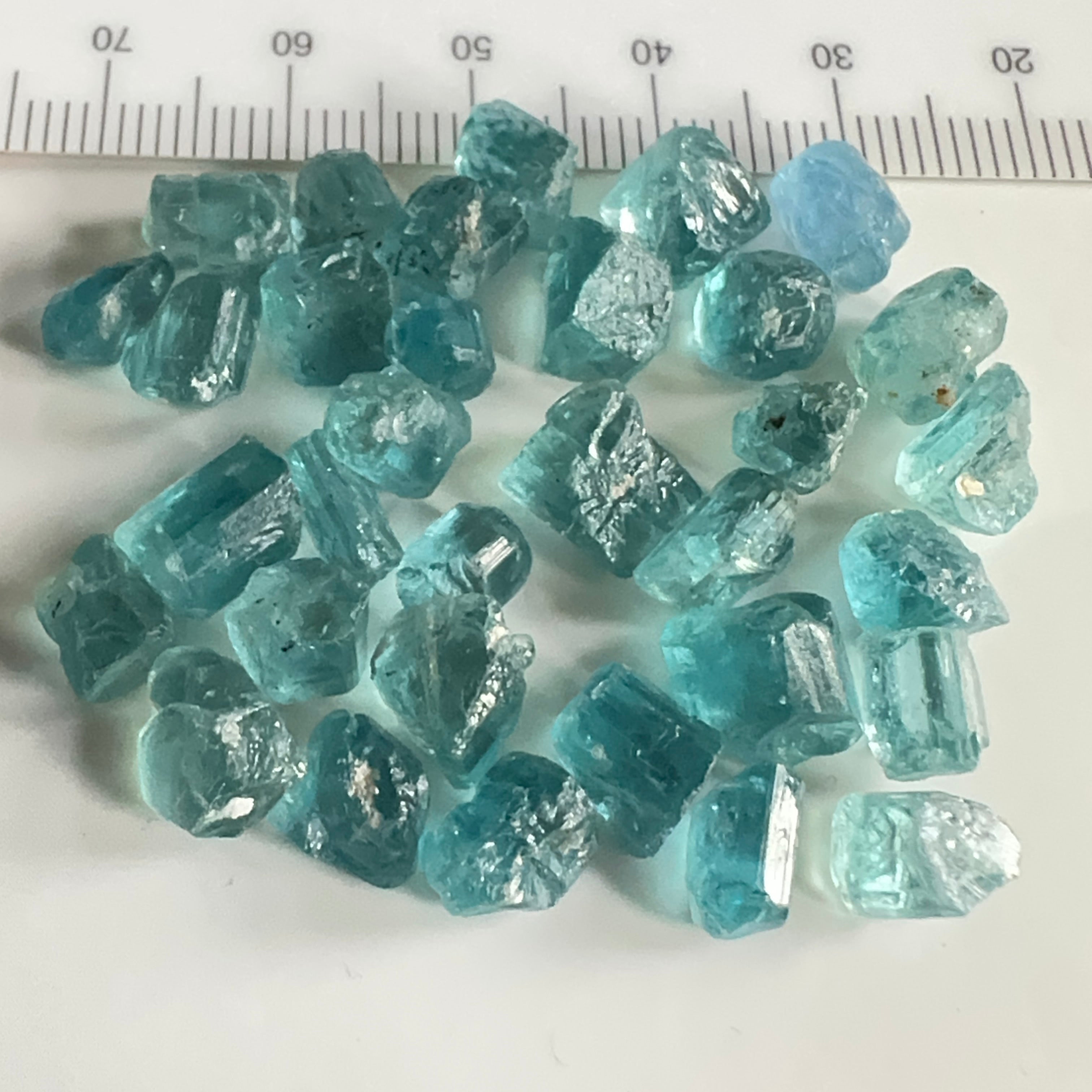 Blue Apatite Crystal Lot, 61.74ct, Merelani, Tanzania, Untreated Unheated, seems to be Turquoise in daylight and blue in indoor light