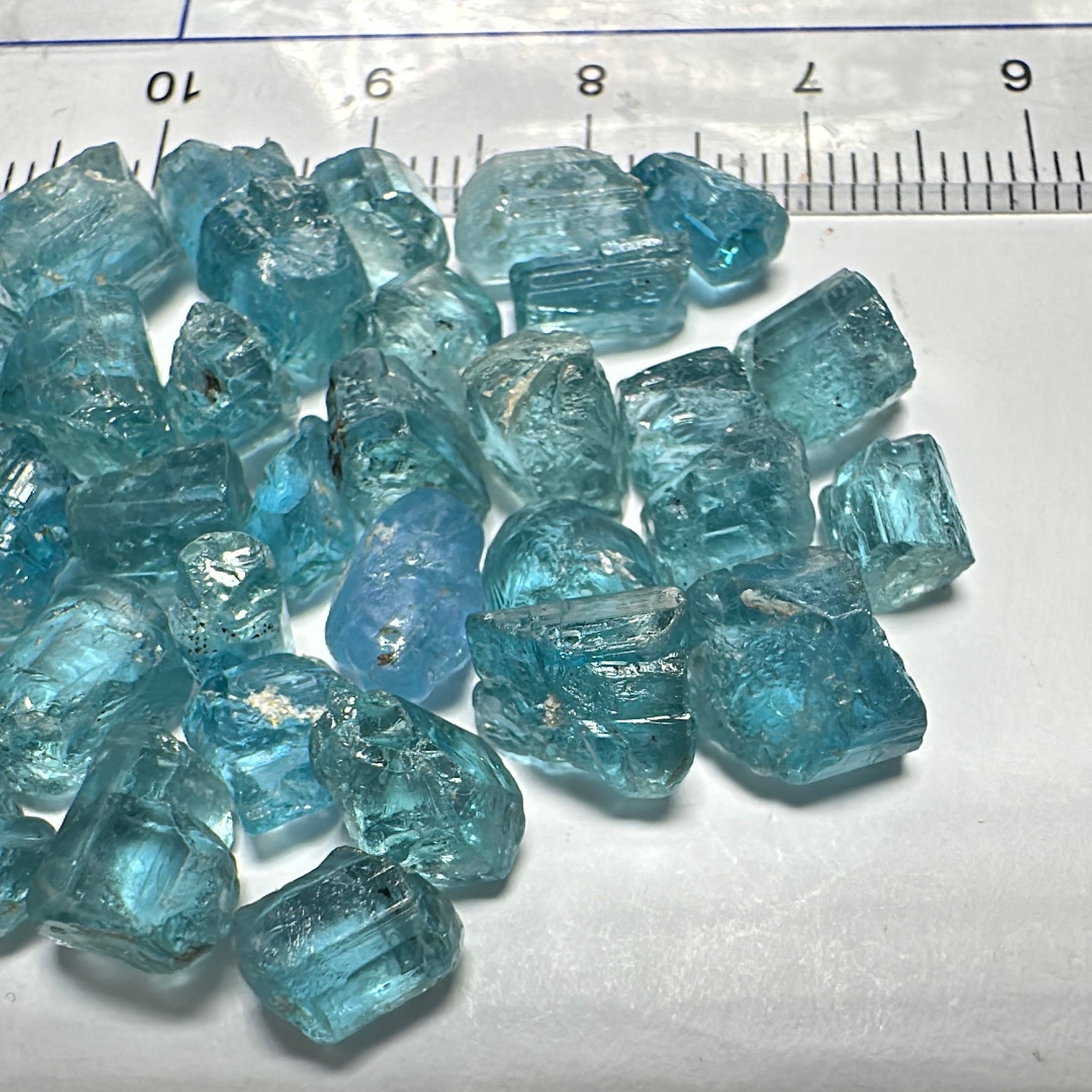 Blue Apatite Crystal Lot, 61.74ct, Merelani, Tanzania, Untreated Unheated, seems to be Turquoise in daylight and blue in indoor light