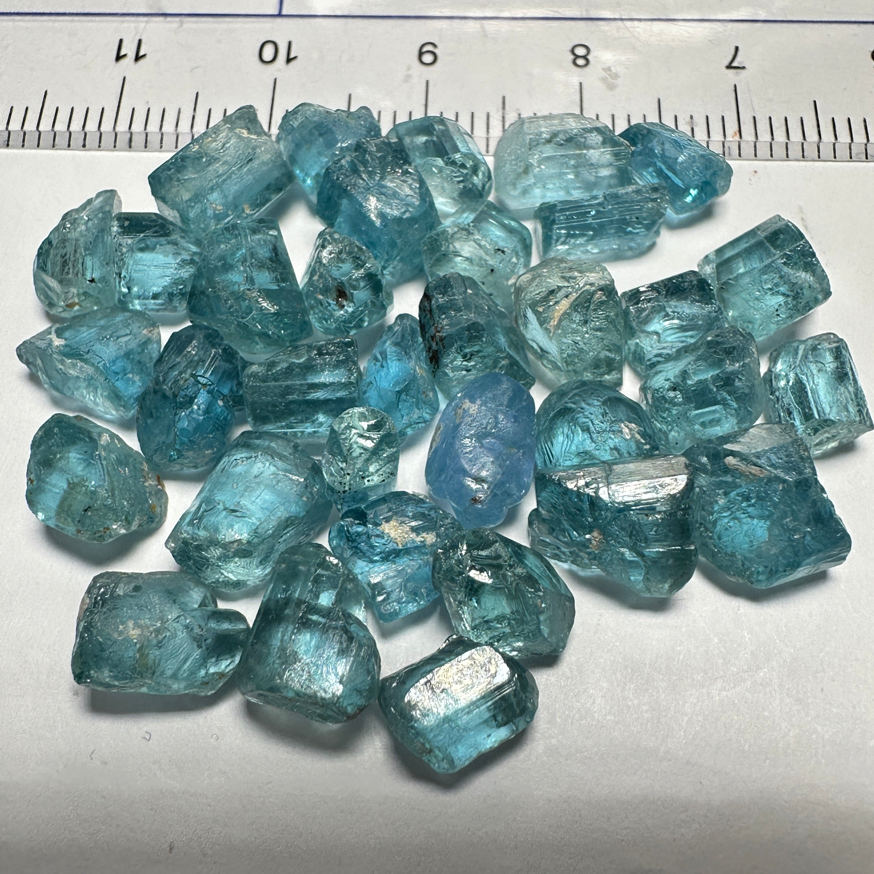 Blue Apatite Crystal Lot, 61.74ct, Merelani, Tanzania, Untreated Unheated, seems to be Turquoise in daylight and blue in indoor light