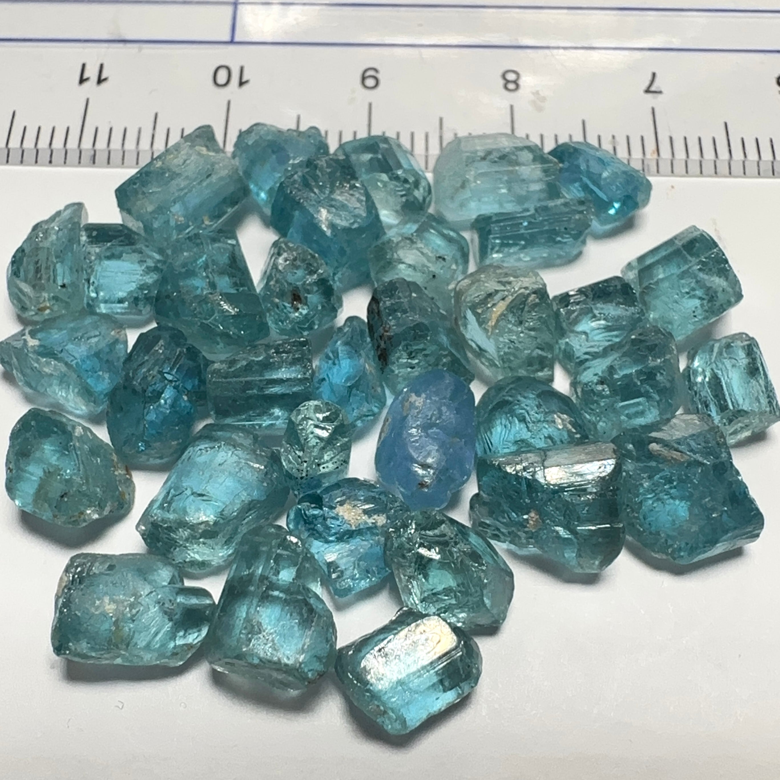 Blue Apatite Crystal Lot, 61.74ct, Merelani, Tanzania, Untreated Unheated, seems to be Turquoise in daylight and blue in indoor light