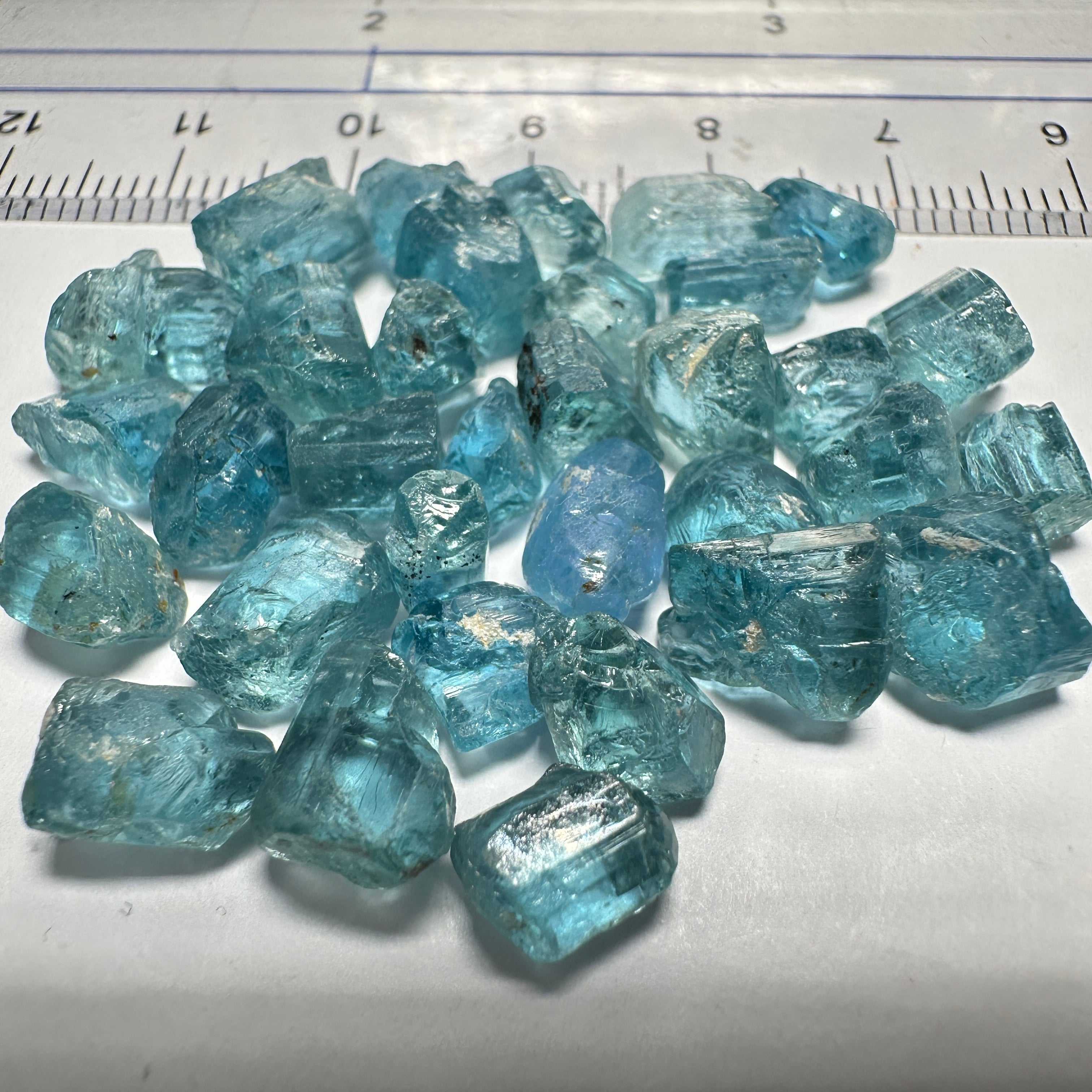 Blue Apatite Crystal Lot, 61.74ct, Merelani, Tanzania, Untreated Unheated, seems to be Turquoise in daylight and blue in indoor light