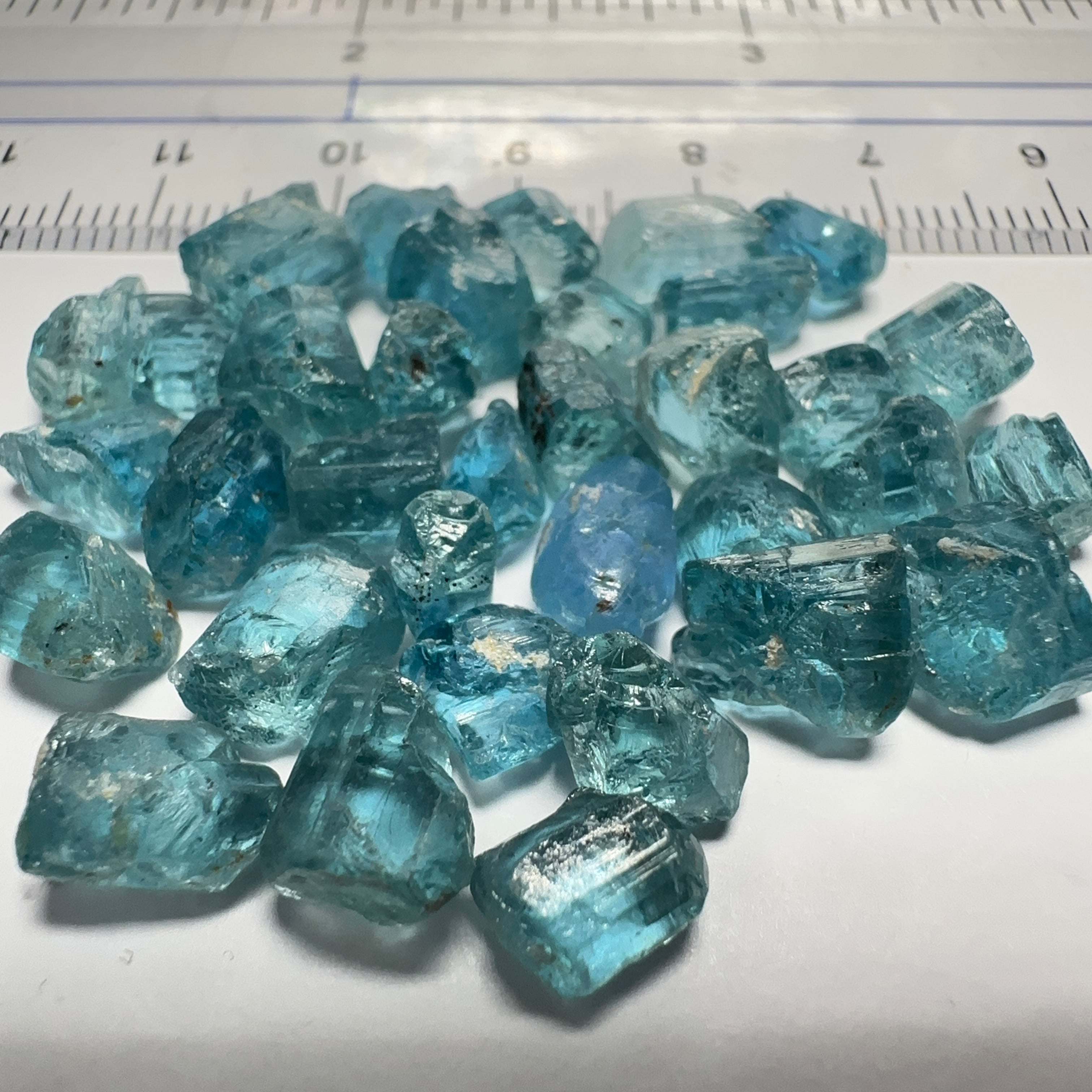 Blue Apatite Crystal Lot, 61.74ct, Merelani, Tanzania, Untreated Unheated, seems to be Turquoise in daylight and blue in indoor light