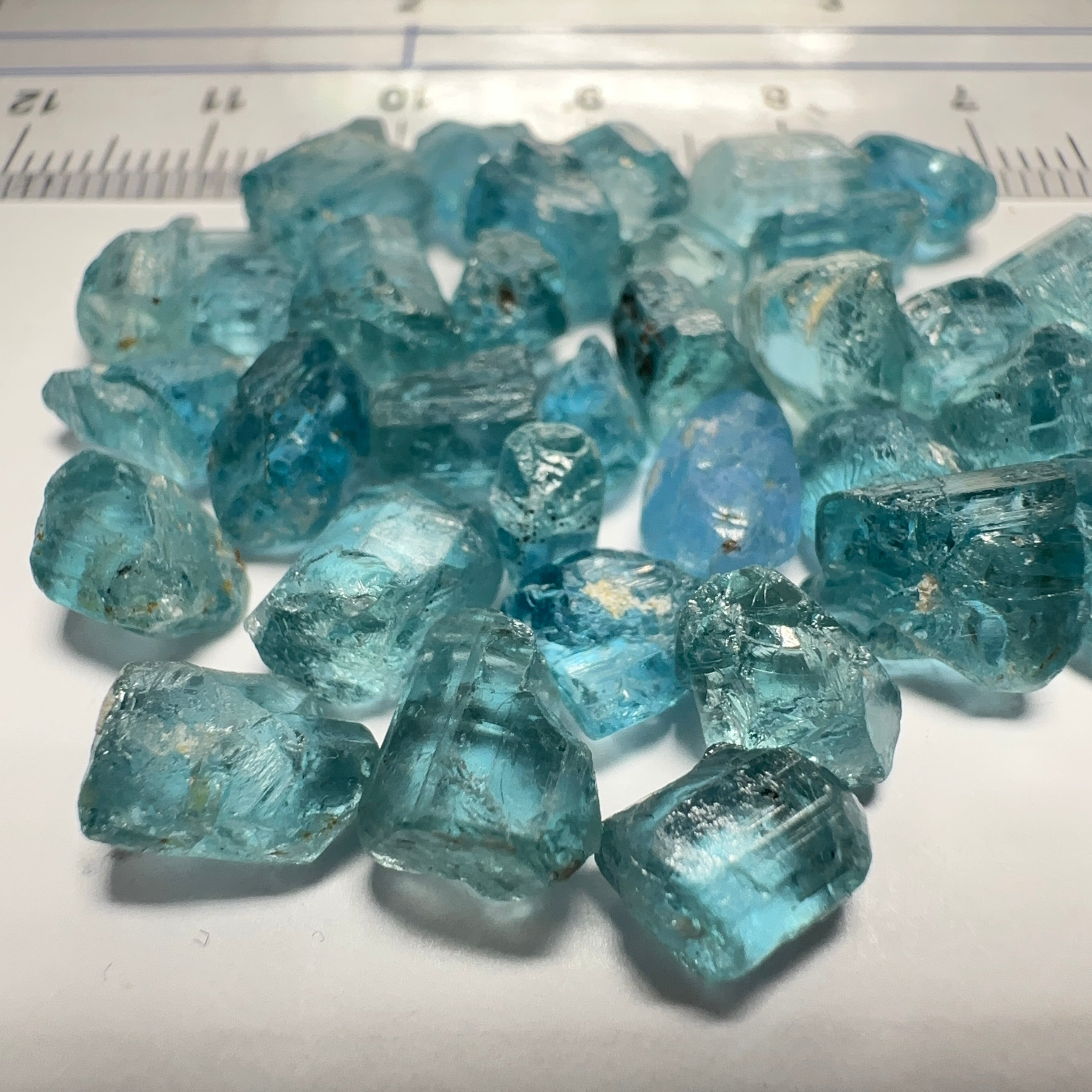 Blue Apatite Crystal Lot, 61.74ct, Merelani, Tanzania, Untreated Unheated, seems to be Turquoise in daylight and blue in indoor light