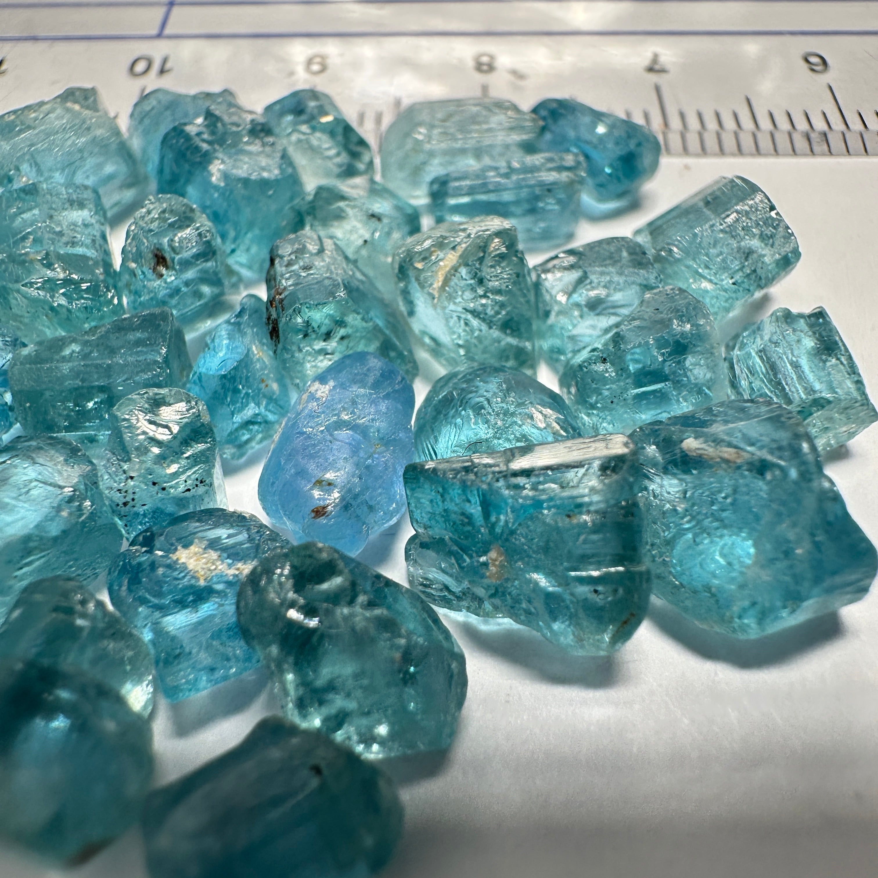 Blue Apatite Crystal Lot, 61.74ct, Merelani, Tanzania, Untreated Unheated, seems to be Turquoise in daylight and blue in indoor light